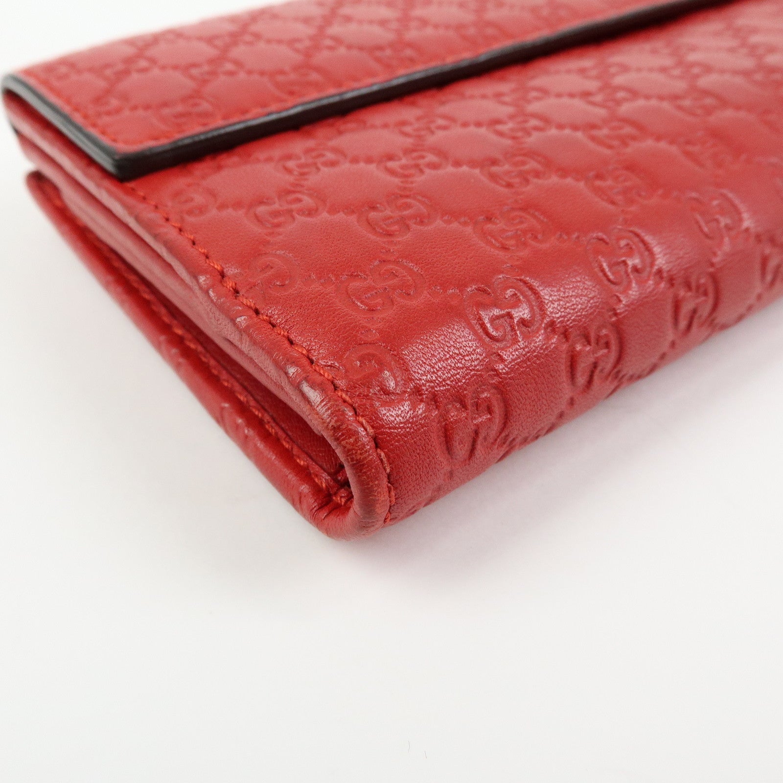 GUCCI Lovely Heart Microguccissima Leather Long Wallet Red 203550