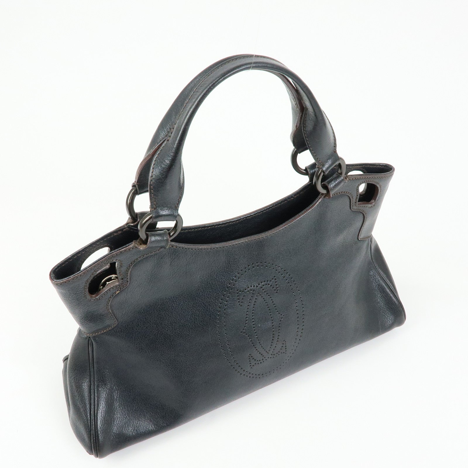 Cartier Marcello de Cartier Leather Hand Bag Tote Bag Black