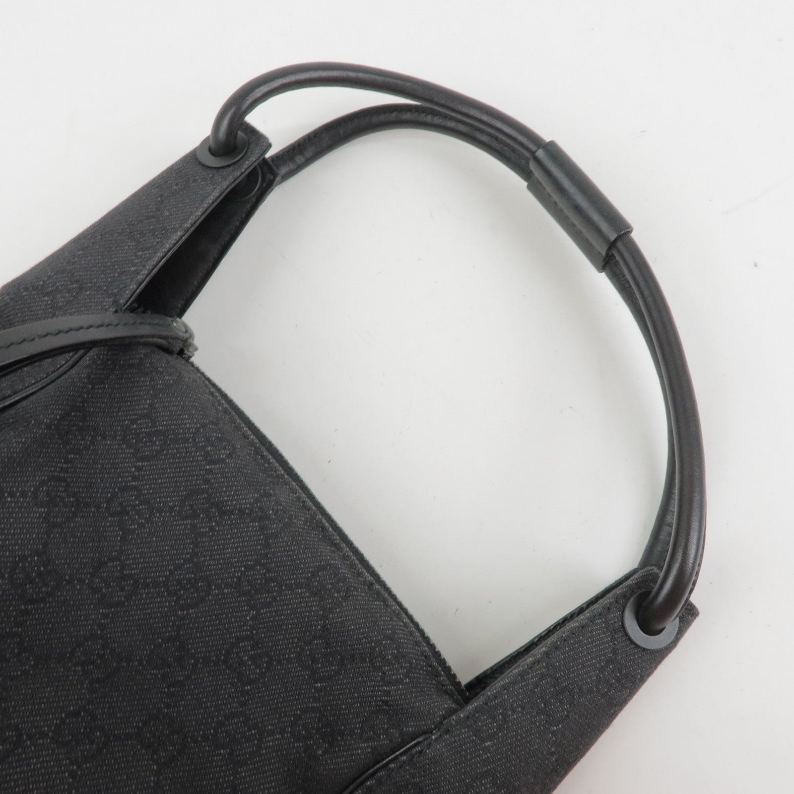 GUCCI GG Monogram Leather Shoulder Bag Hand Bag Black 101333