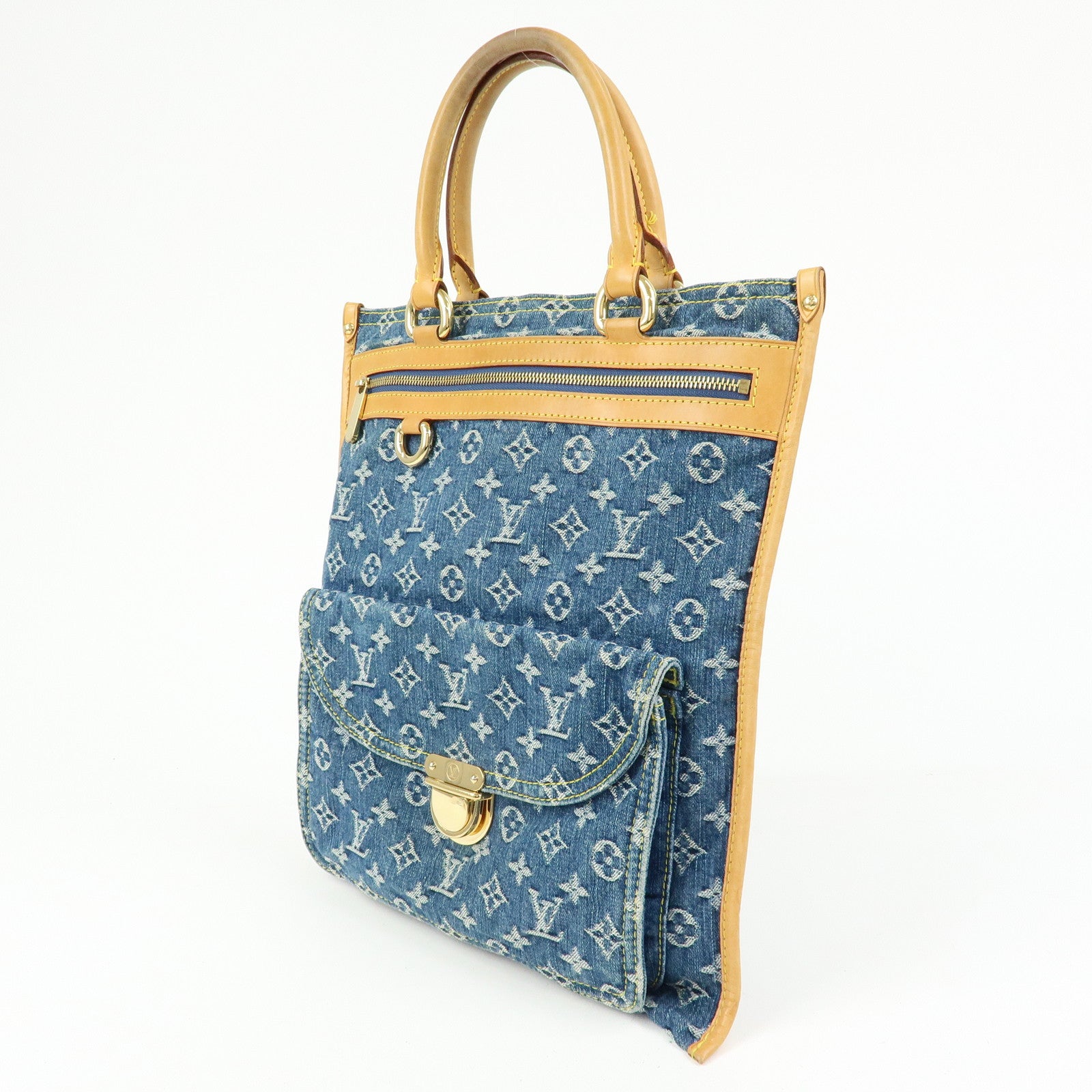 Louis Vuitton Monogram Denim Flat Shopper Tote Bag M95018