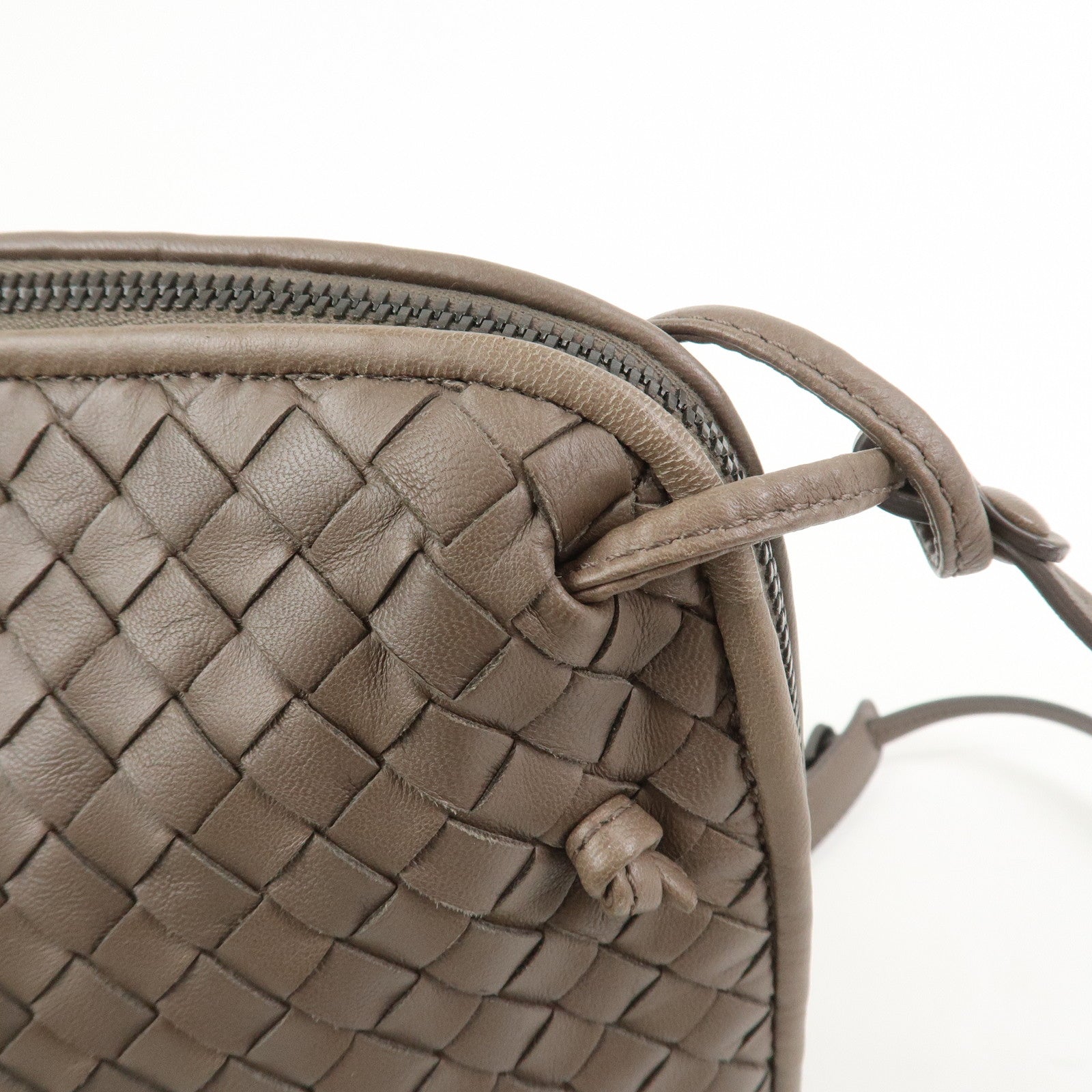BOTTEGA VENETA Intrecciato Leather Shoulder Crossbody Bag Greige