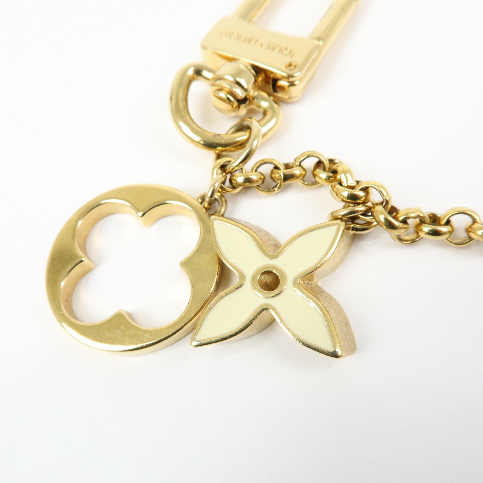 Louis Vuitton Fleur de Monogram Bag Charm Key Chain Gold M65111