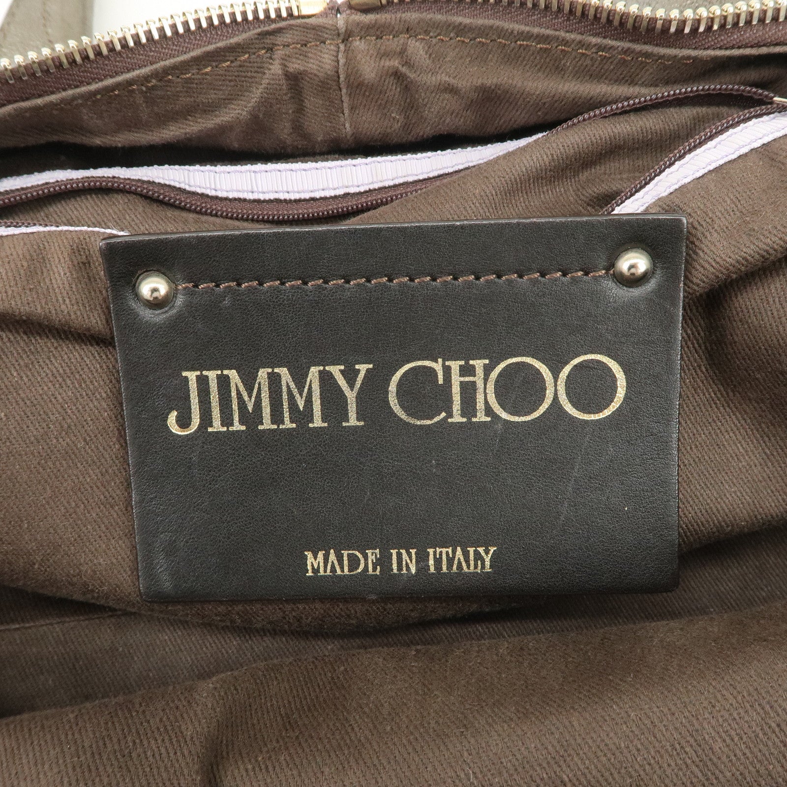 JIMMY CHOO Tulita Leather Shoulder Bag Hand Bag Metallic Brown