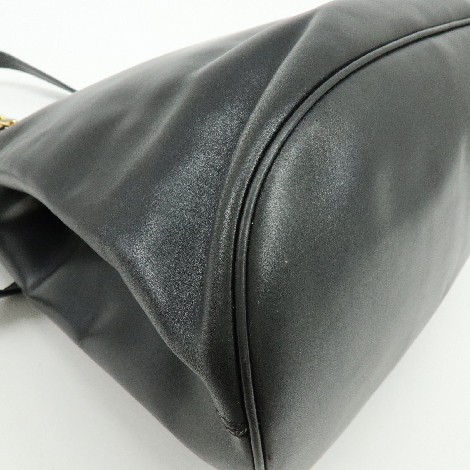 CELINE Leather Tote Bag Chain Shoulder Bag Black