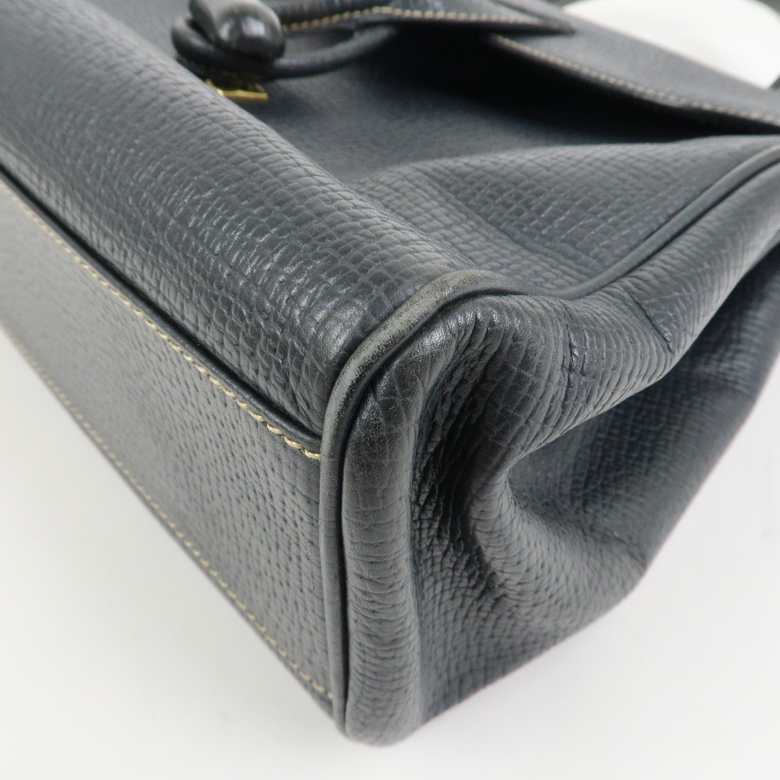 LOEWE Leather 2Way Bag Hand Bag Shoulder Bag Dark Navy