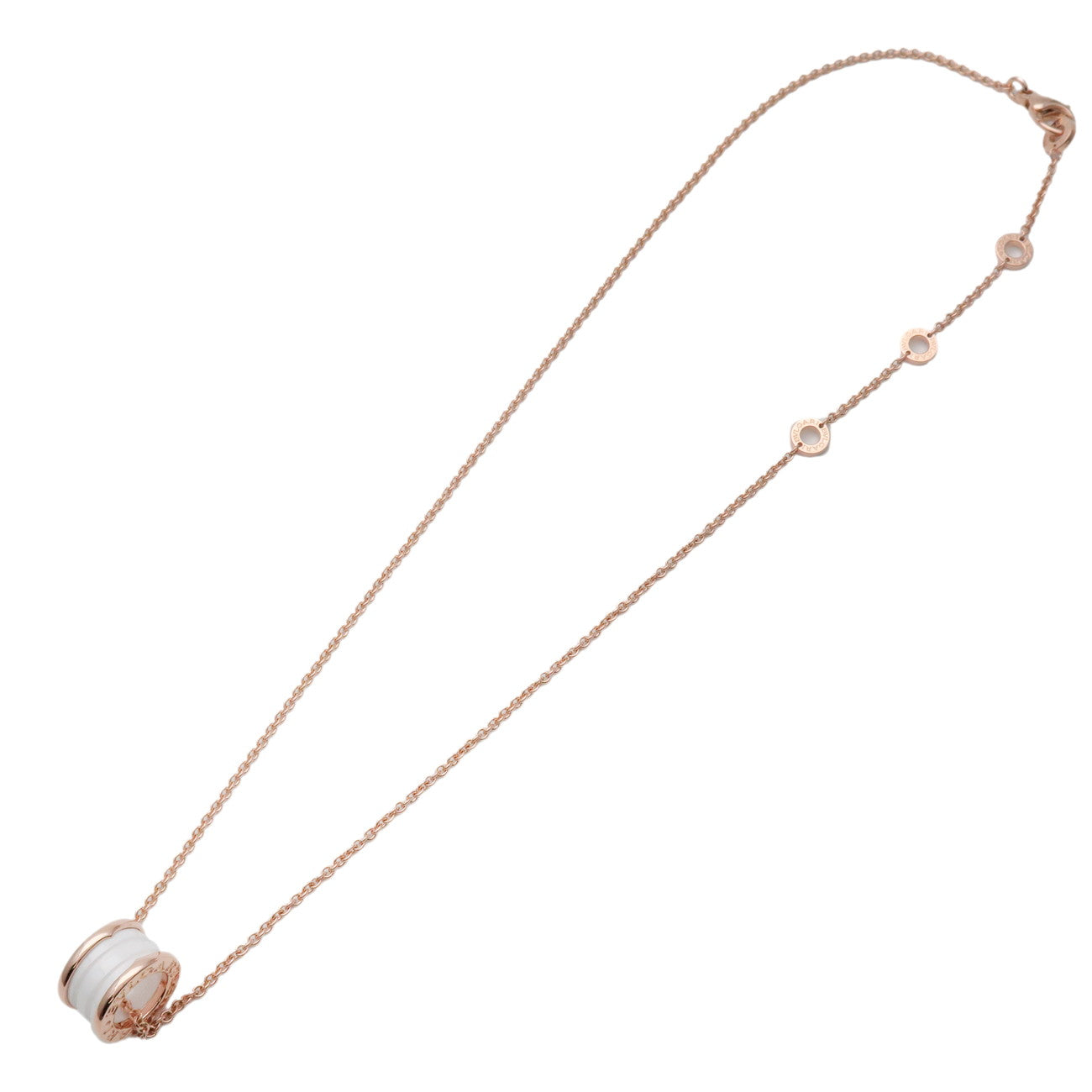 BVLGARI B-zero1 Necklace K18 750PG Ceramic Rose Gold White