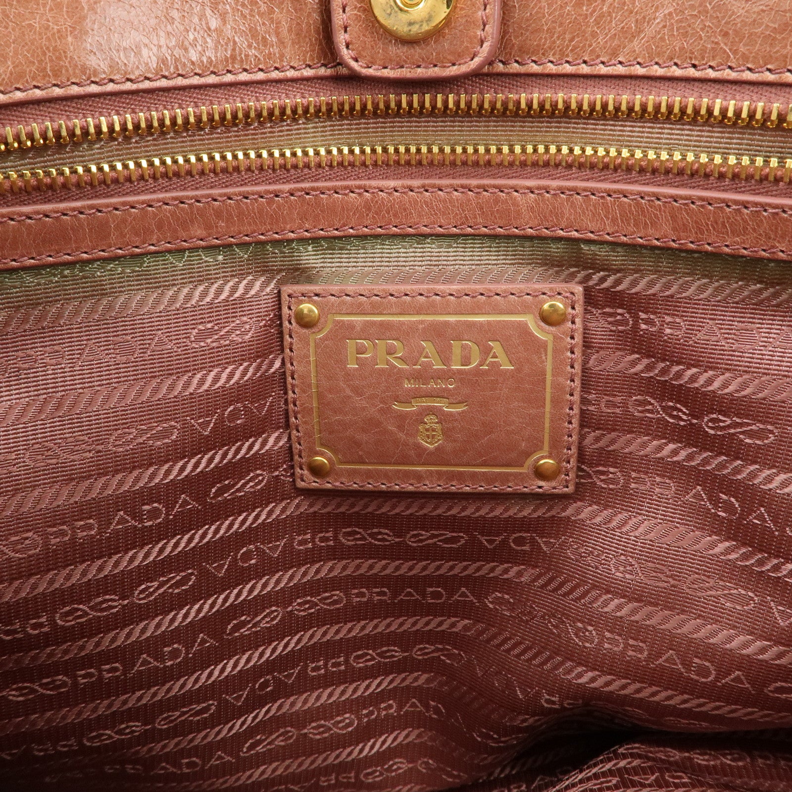 PRADA Logo Leather 2Way Bag Shoulder Bag Hand Bag Pink