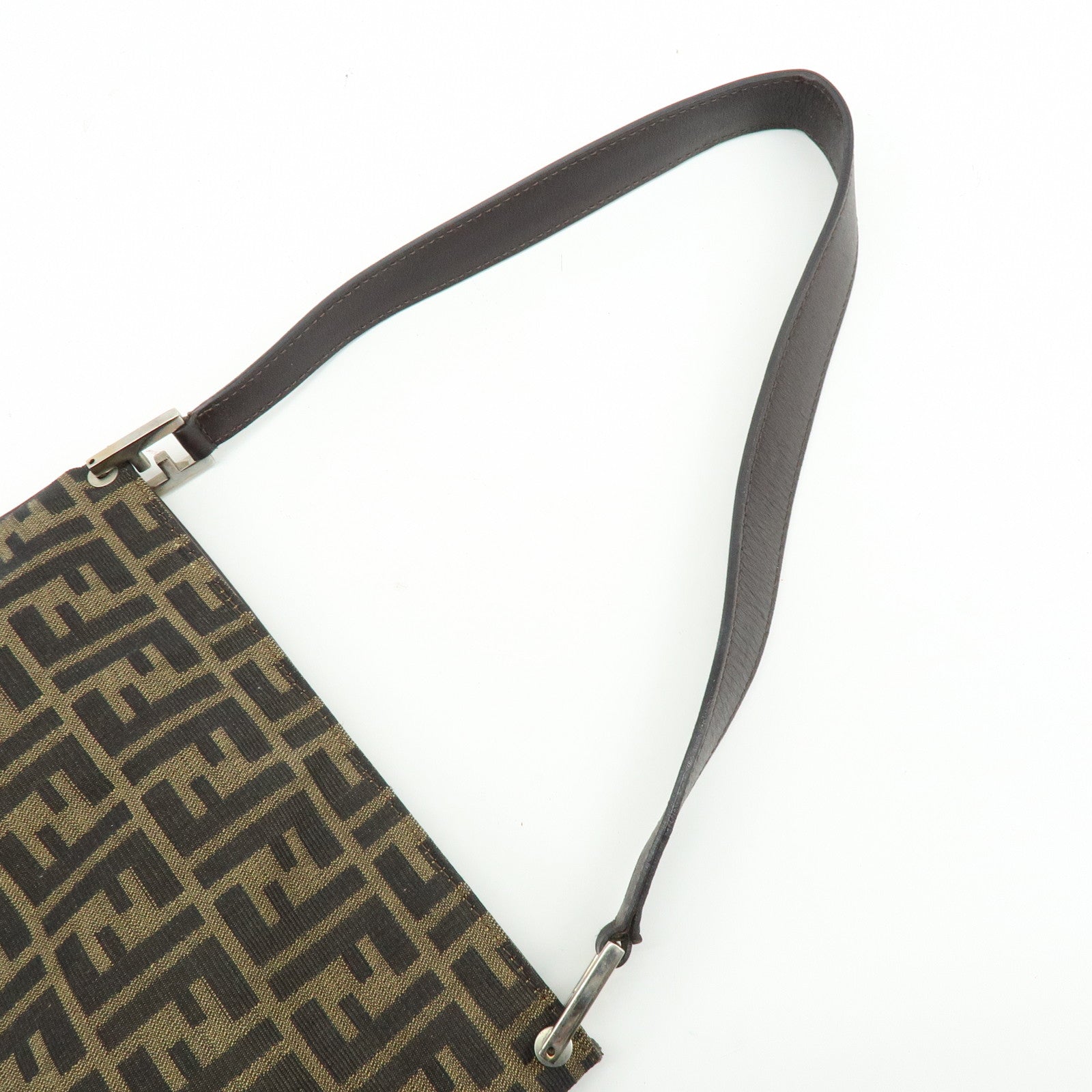 FENDI Zucca Canvas Leather Shoulder Bag Brown Black 83150820992