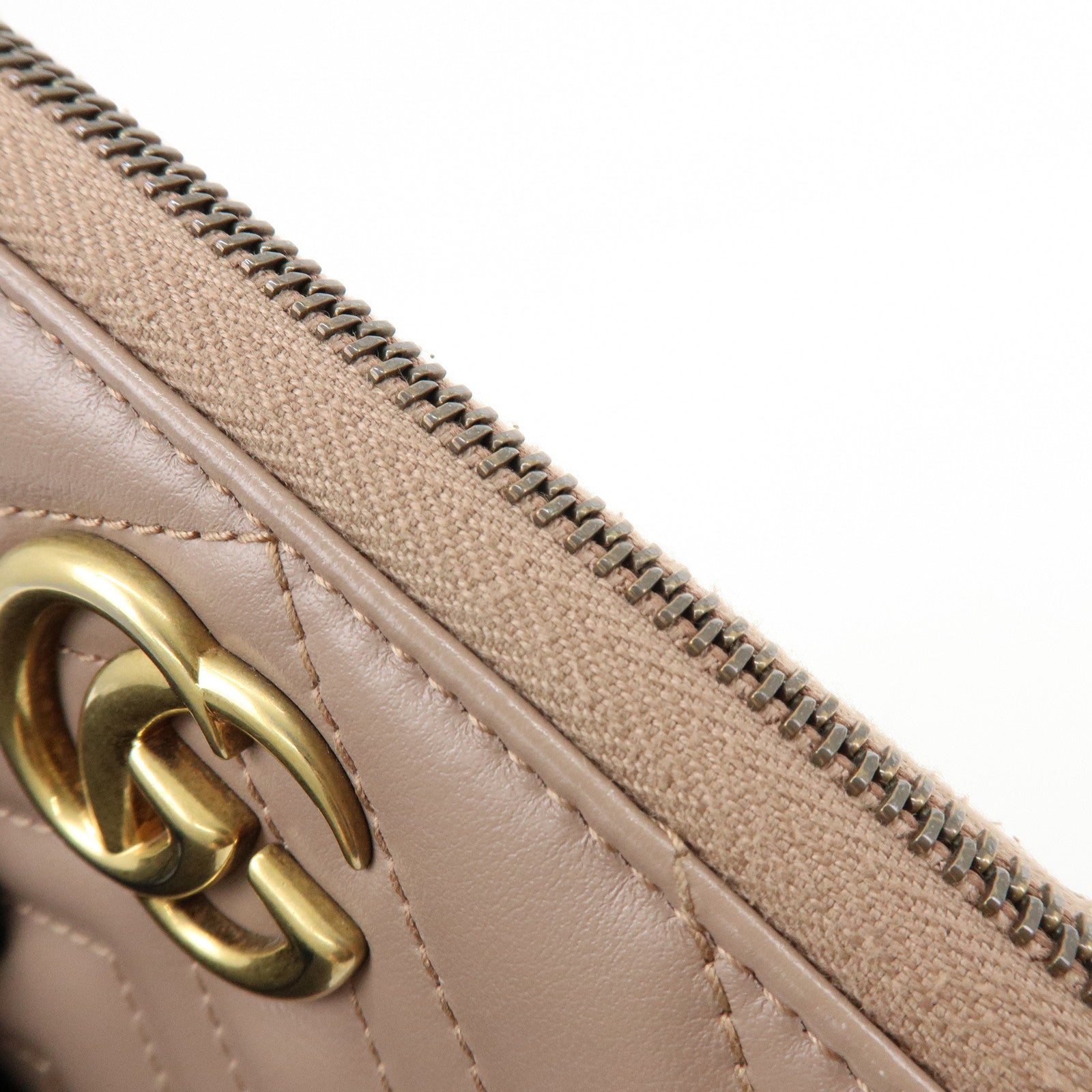 GUCCI GG Marmont Chevron Leather Long Wallet Beige 443123