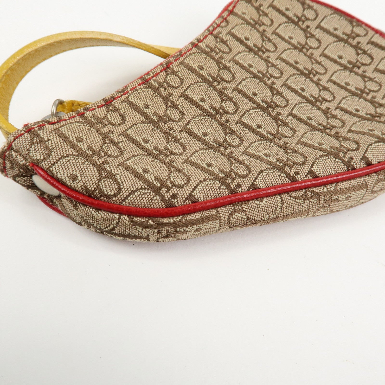 Christian Dior Rasta Trotter Canvas Leather Saddle Coin Case Brown