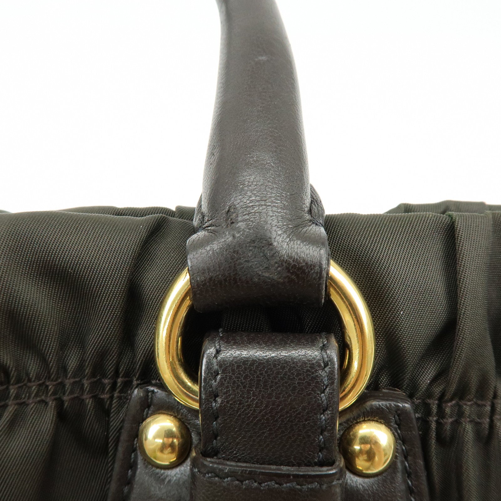 PRADA Nylon 2Way Bag Hand Bag Shoulder Bag Khaki Brown BN2346