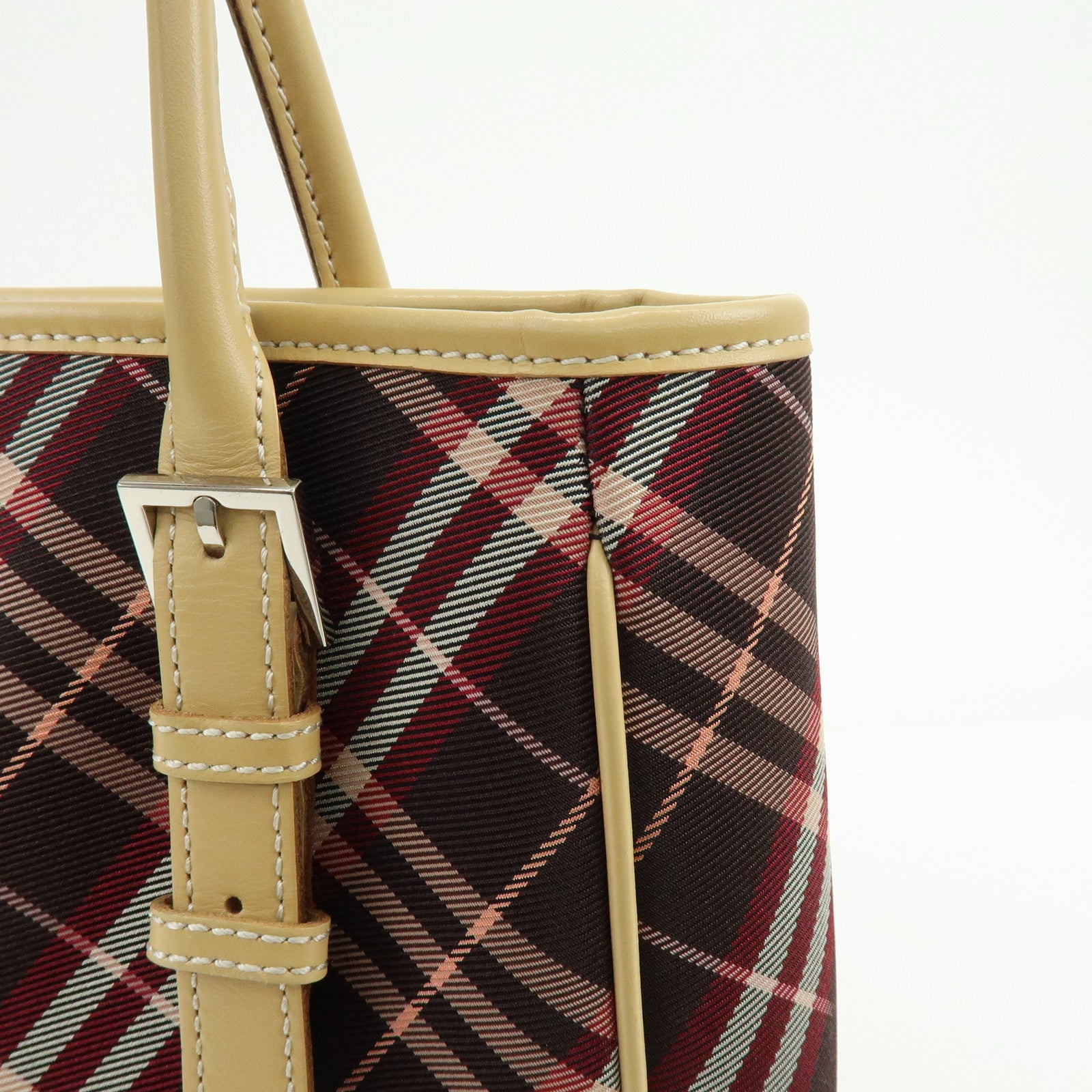 BURBERRY Blue Label Canvas Leather Tote Bag Sholuder Bag Brown Pink