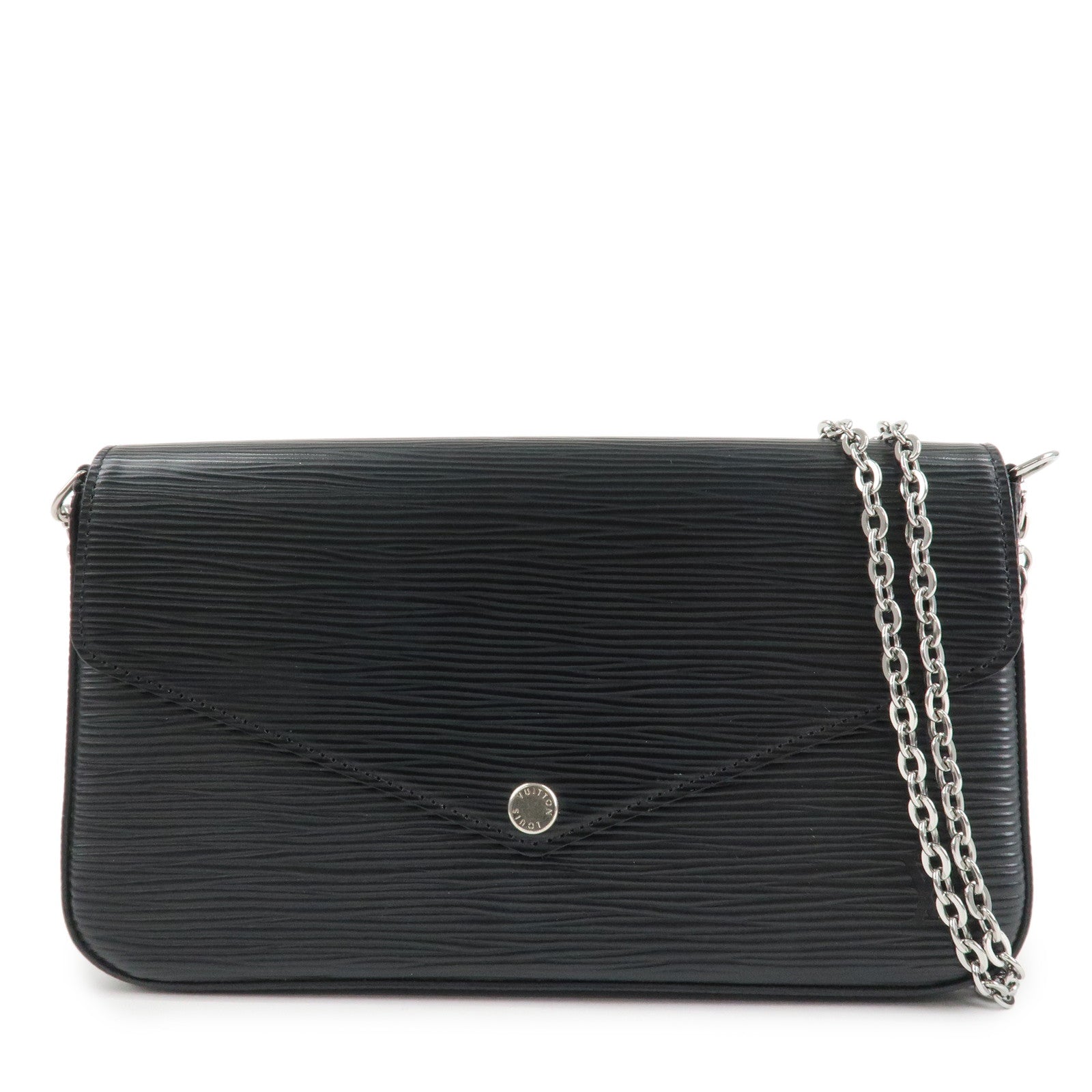 Louis Vuitton Epi Pochette Felicie Leather Hand Bag Black M62648 Used