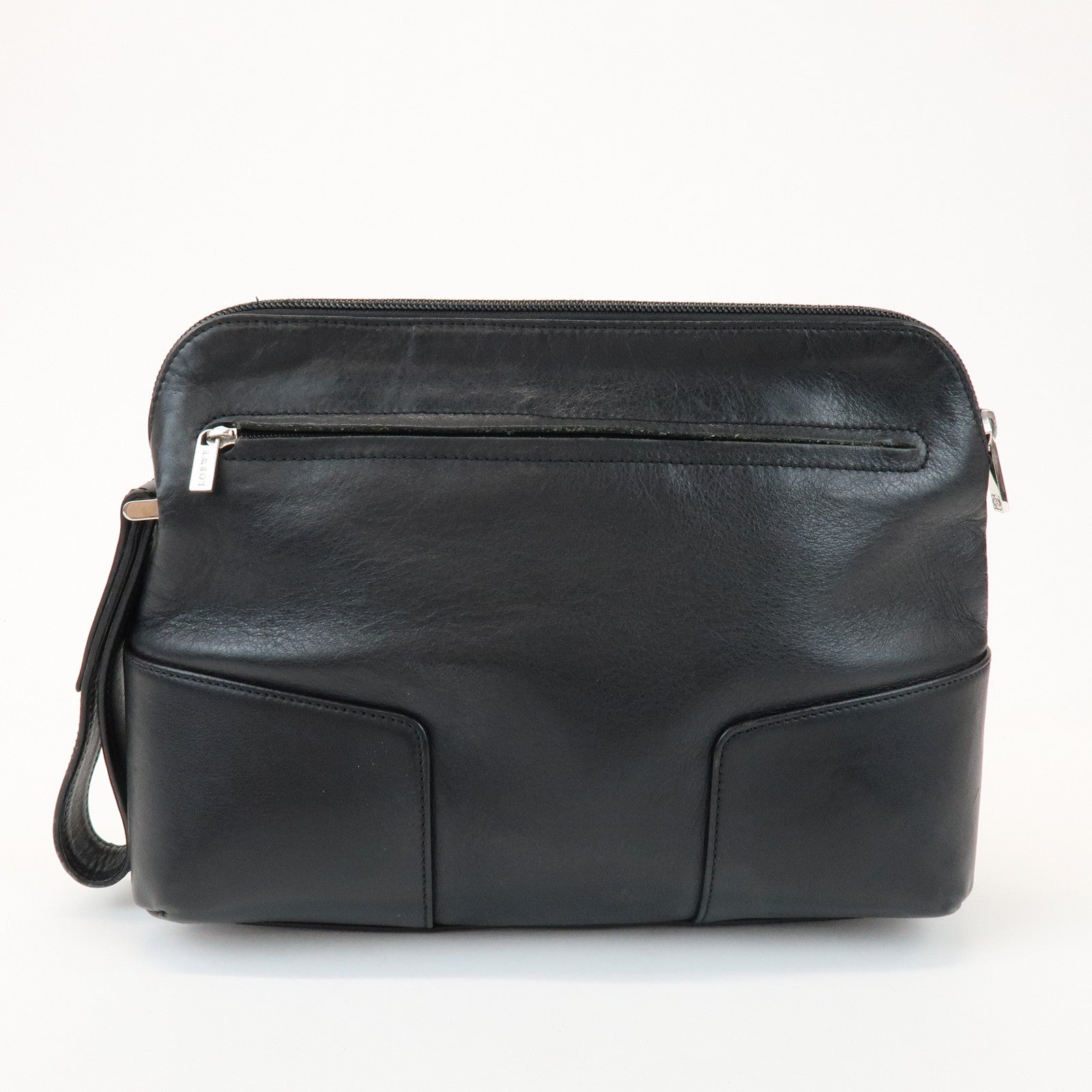 LOEWE Anagram Logo Leather Clutch Bag Black
