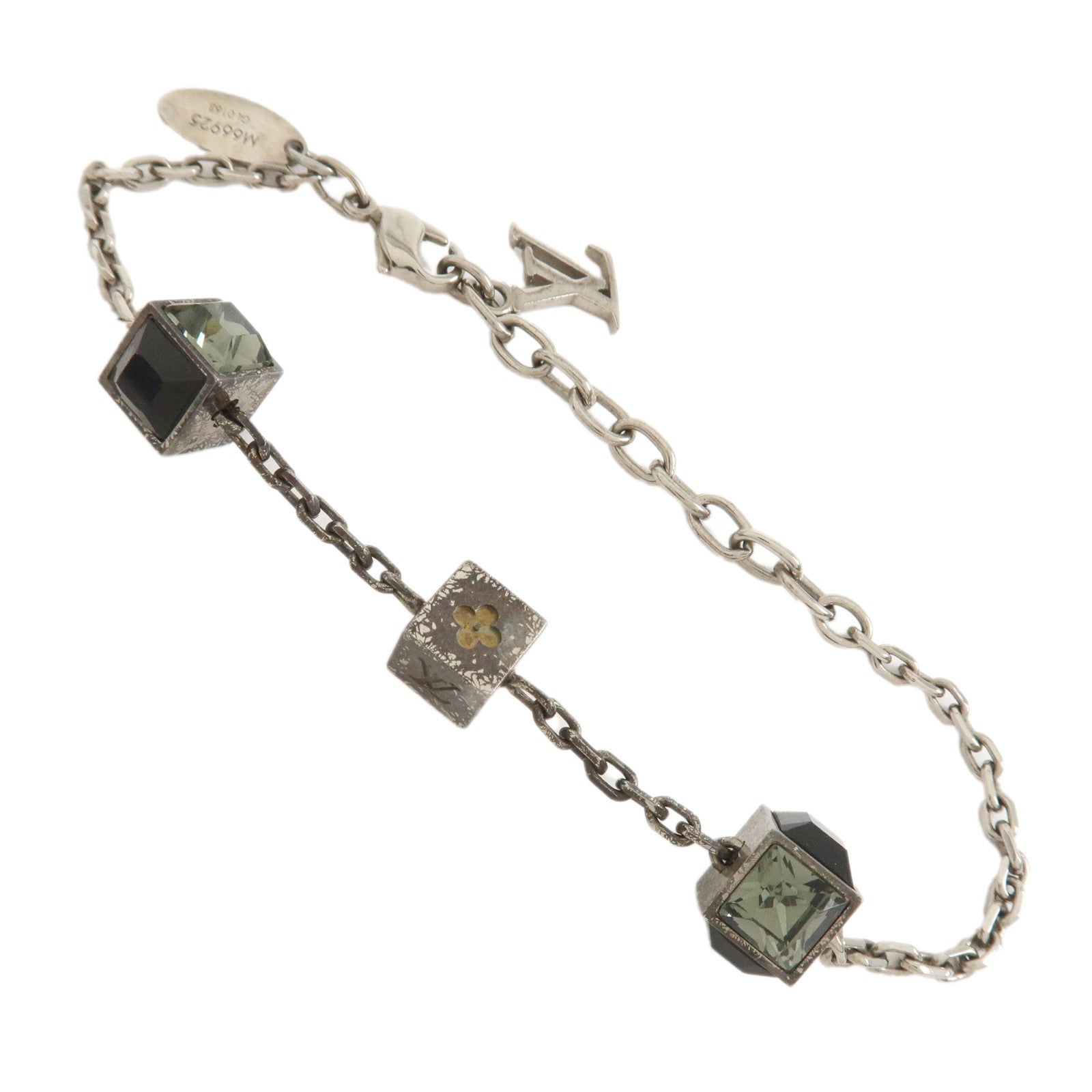 Louis Vuitton Metal Rhinestone Bracelet Gamble Silver M66925