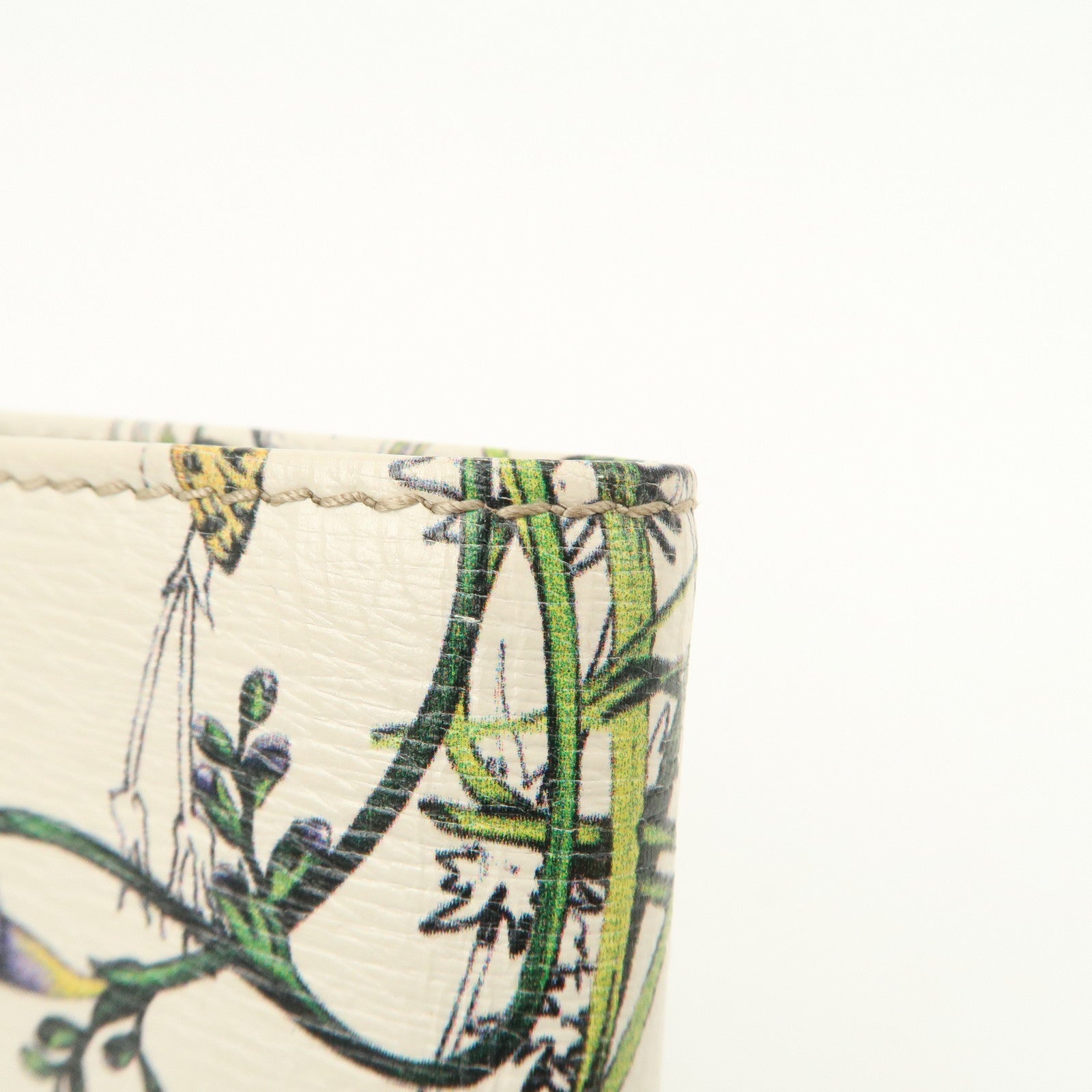 GUCCI GG Marmont Flora Canvas Leather Compact Wallet Ivory 04848