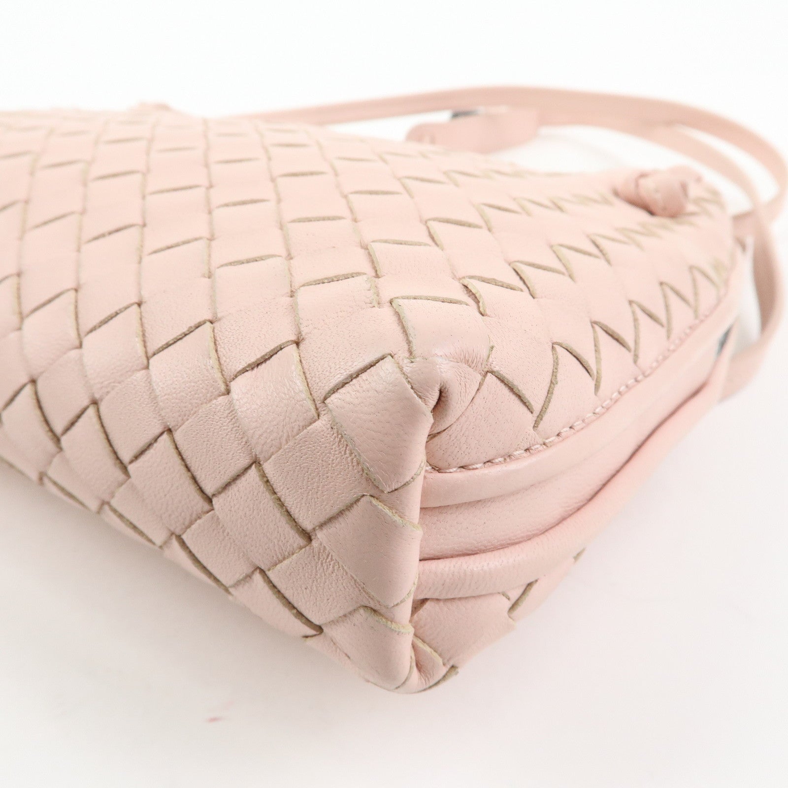 BOTTEGA VENETA Intrecciato Leather Shoulder Bag Pink 245354