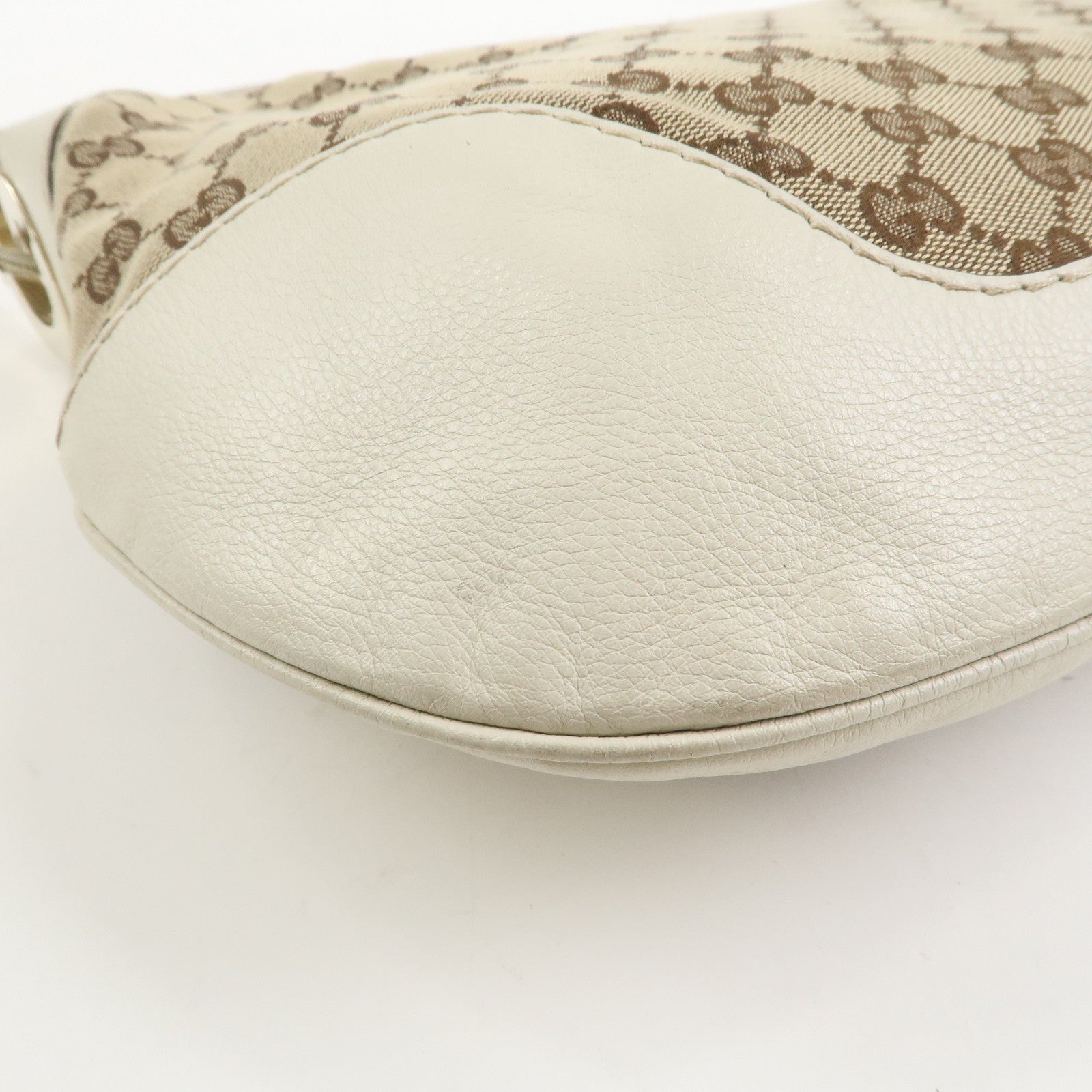 GUCCI GG Canvas Leather Shoulder Bag Brown Ivory 211810