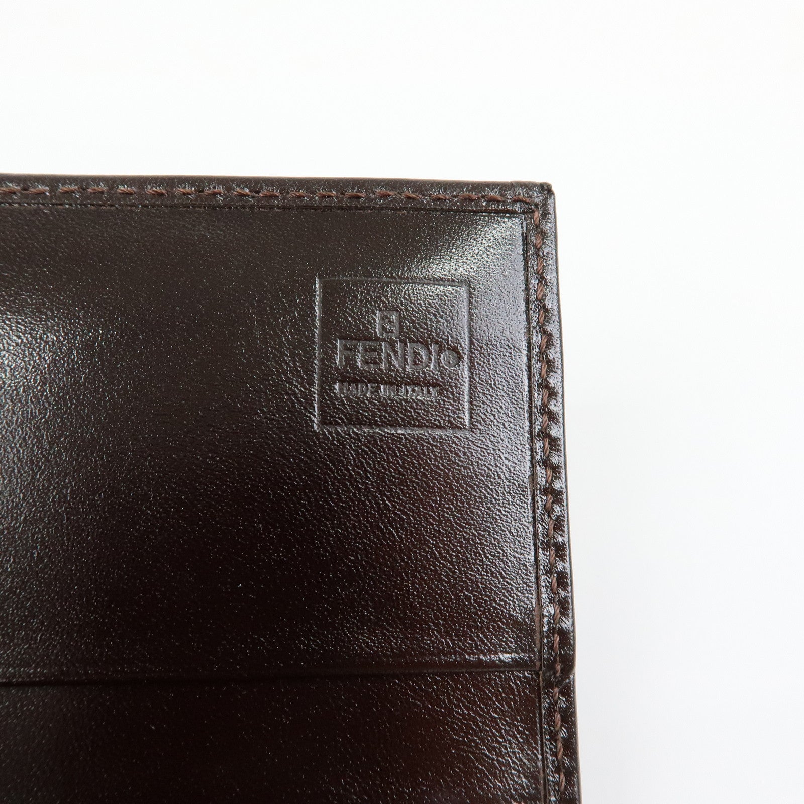 FENDI Zucca Canvas Leather Bi-fold Long Wallet Brown 30851