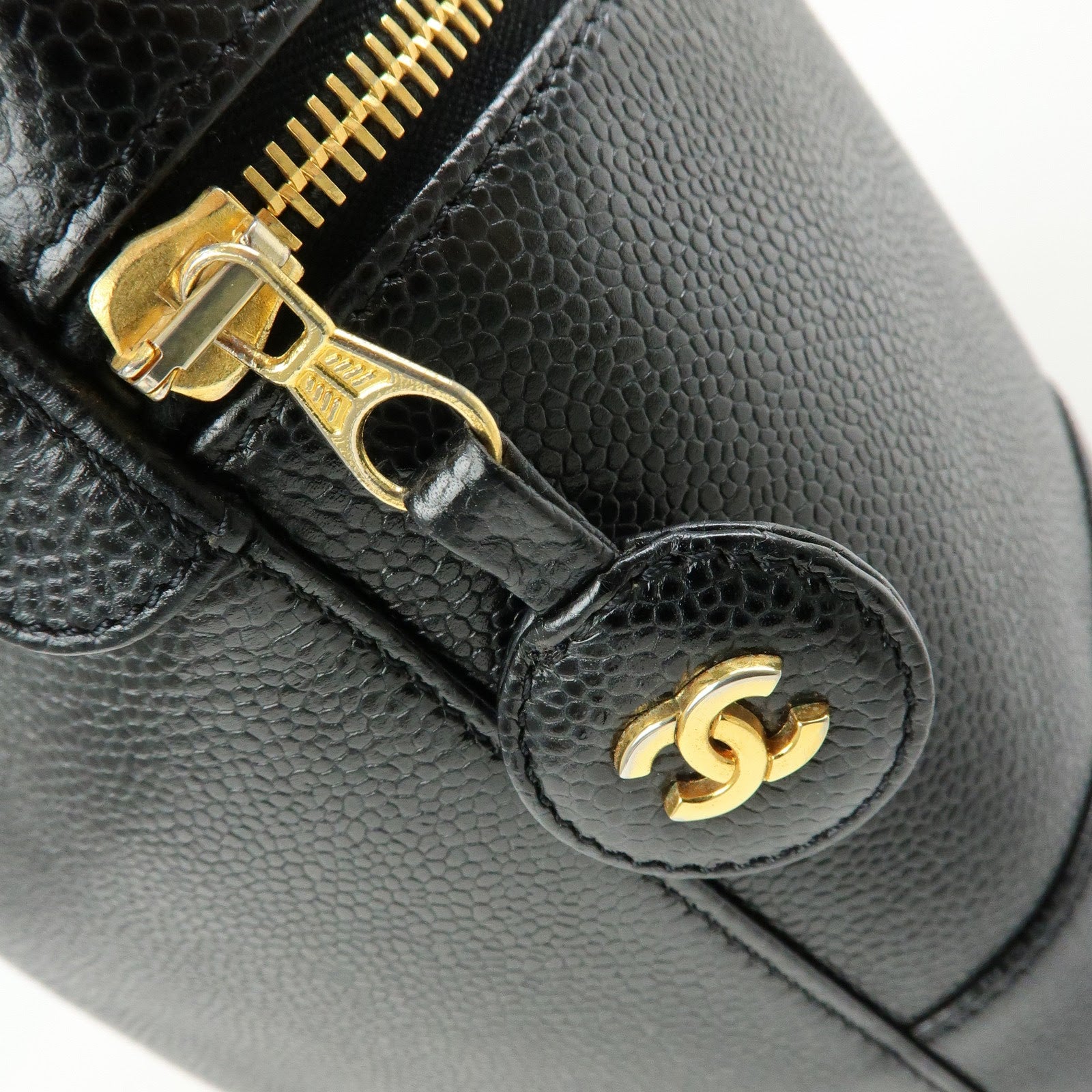 CHANEL COCO Mark Caviarskin Vanity Bag Hand Bag Black A01998