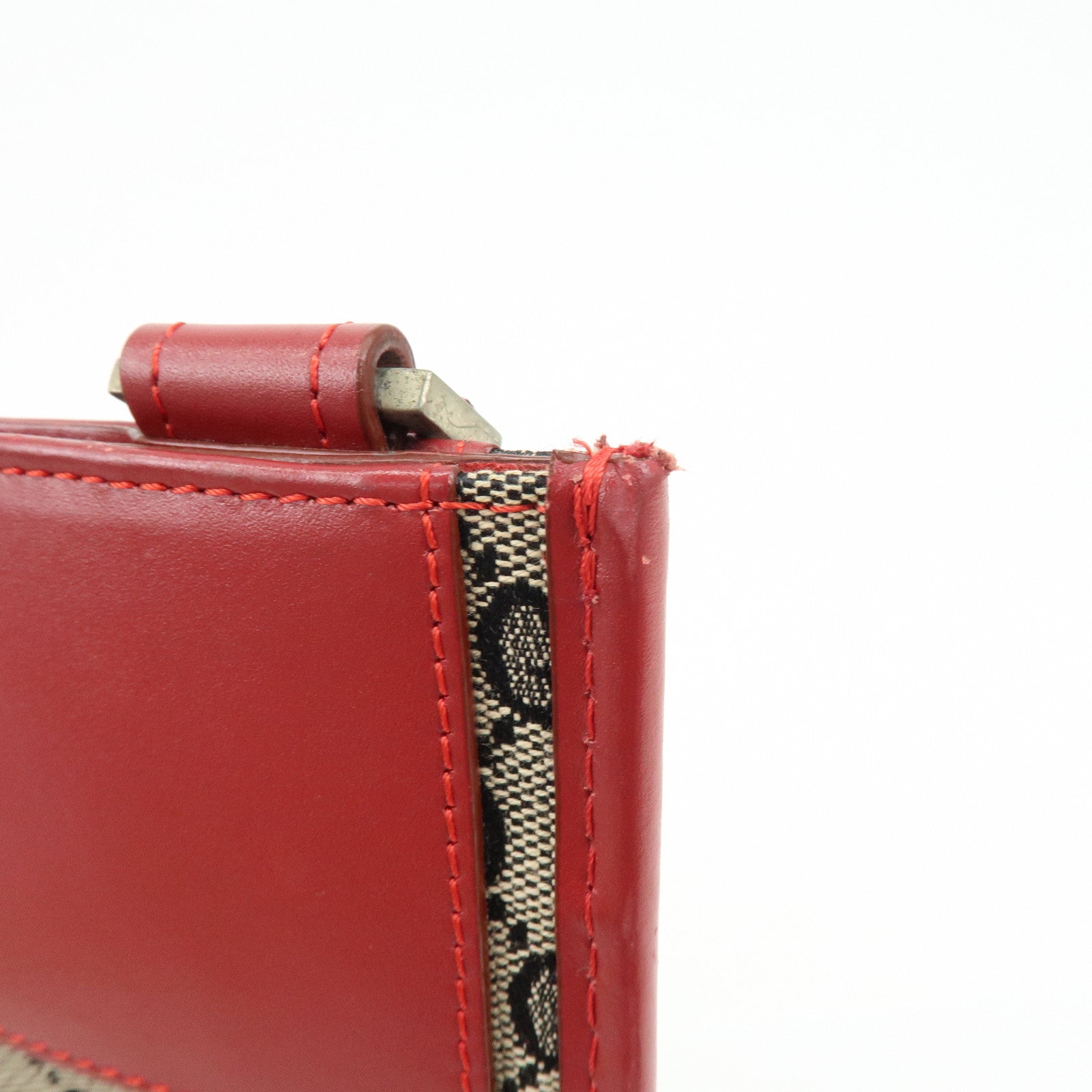 GUCCI GG Canvas Leather Shoulder Bag Beige Red 019・0348・200047