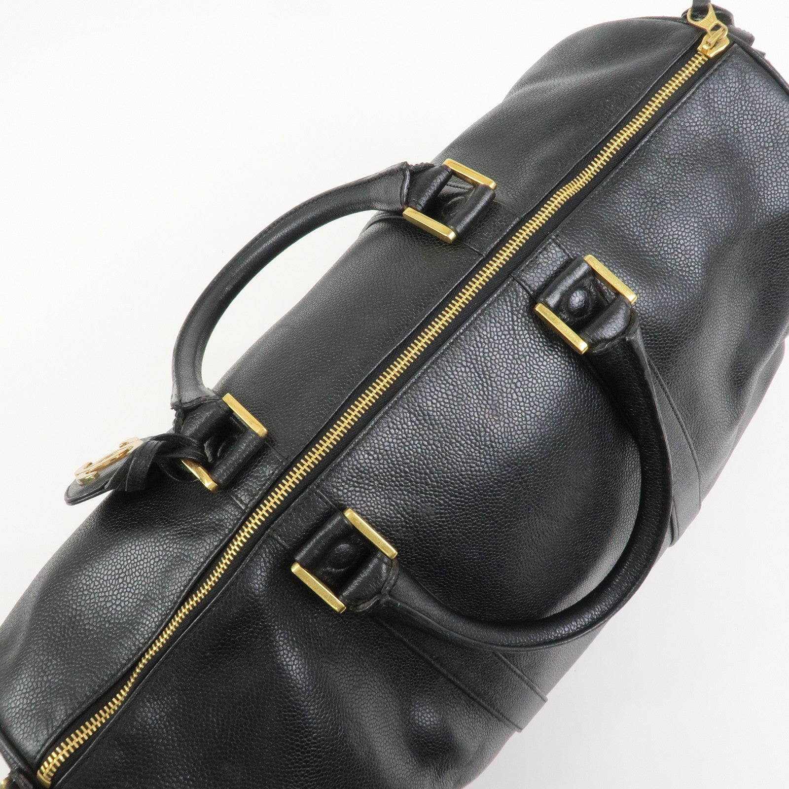 CHANEL COCO Mark Caviarskin Boston Bag Hand Bag Black