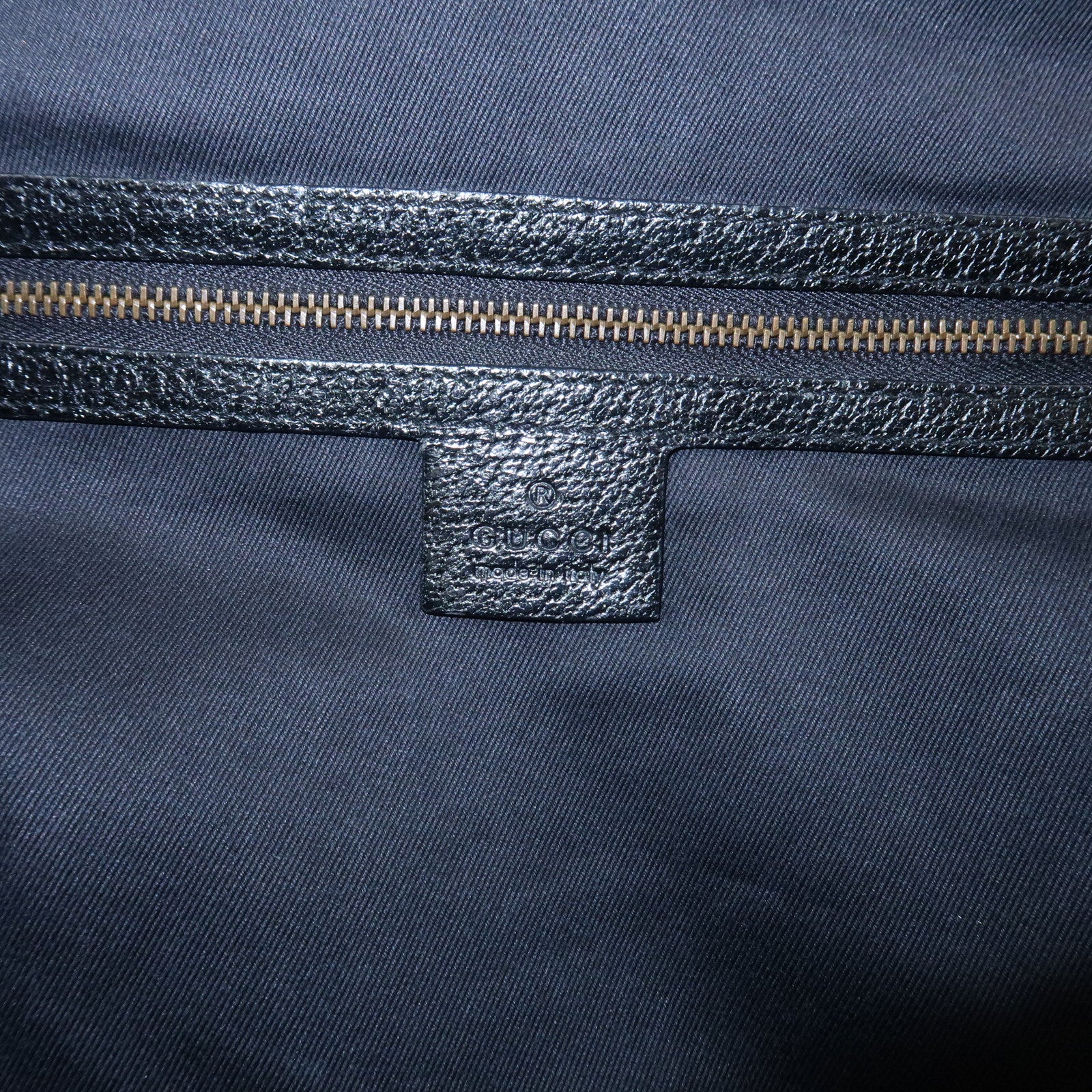 GUCCI GG Canvas Leather Tote Bag Hand Bag Black 120897