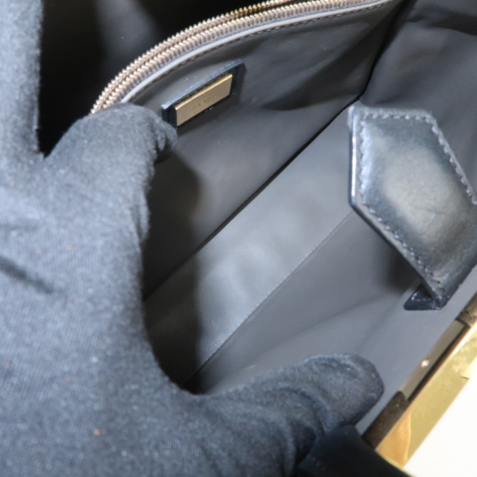 FENDI Petit 2Jours Leather 2Way Bag Hand Bag Black 8BH253