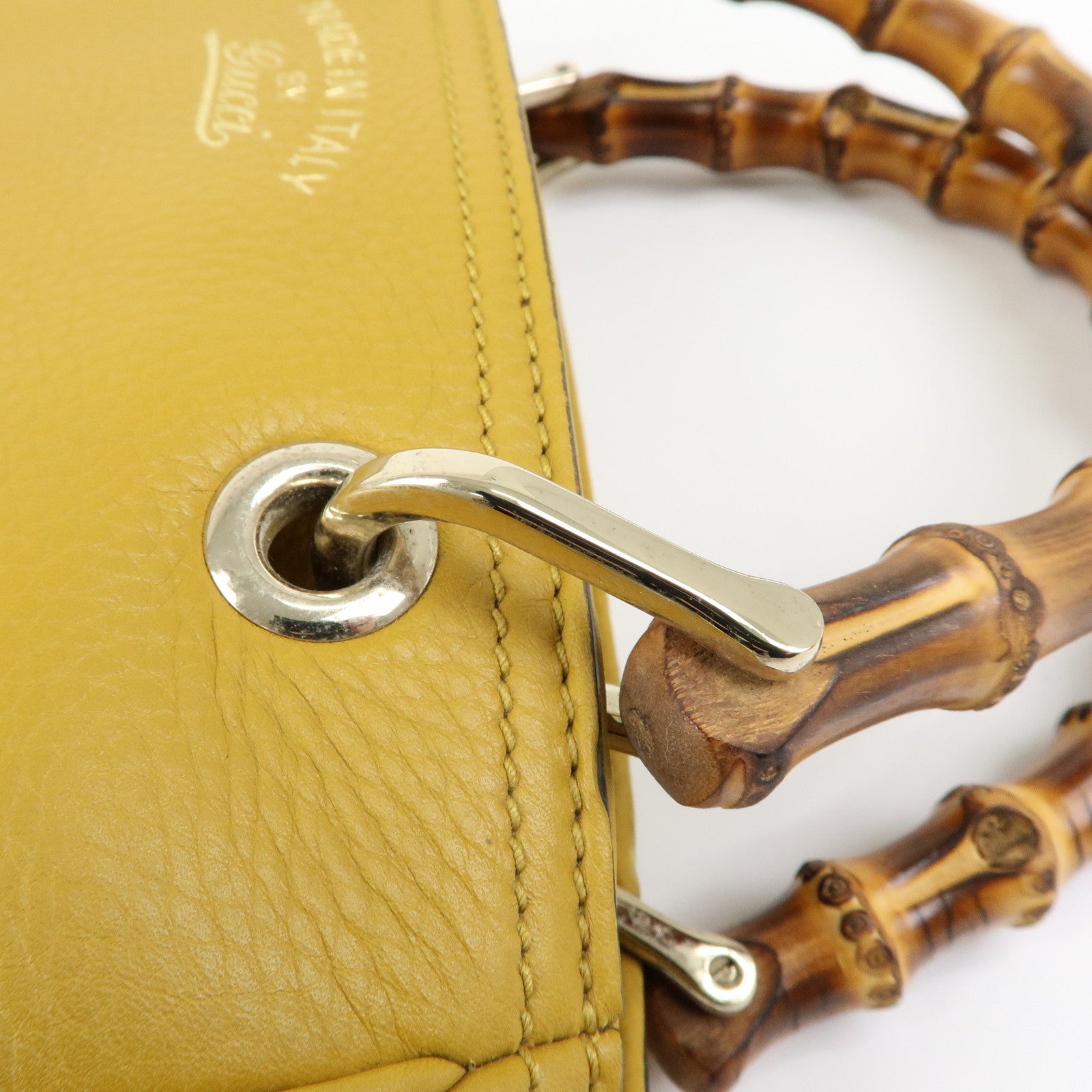 GUCCI Bamboo Leather 2Way Bag GUCCI 50years in Japan Mustard 336032