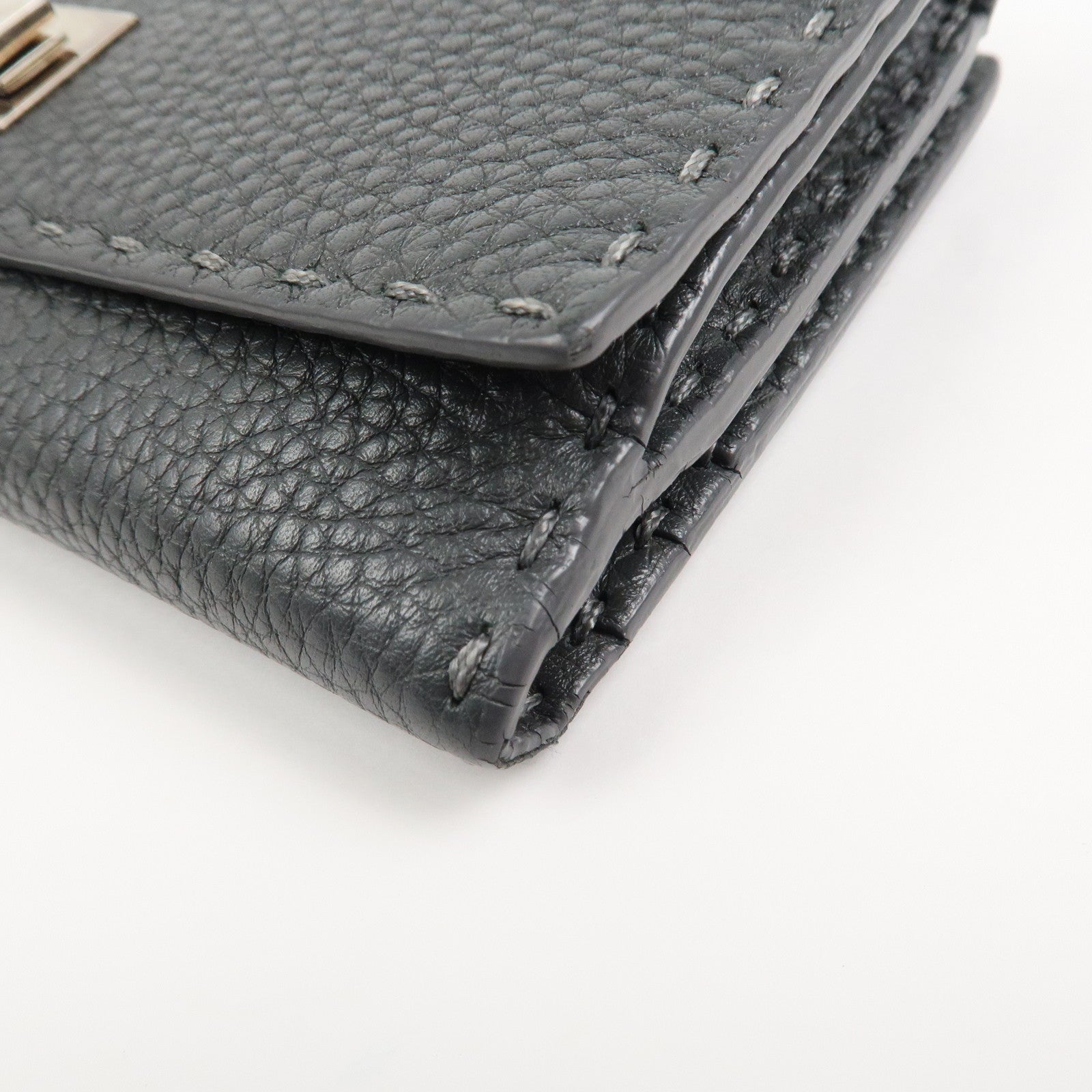FENDI Seleria Leather Peekaboo Long Wallet Gray 8M0308