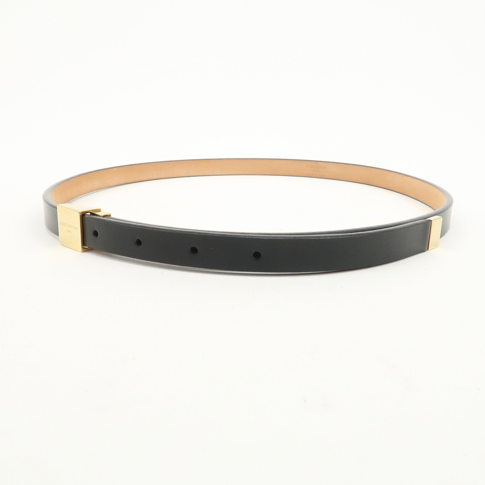 Louis Vuitton Ceinture Carre Leather Belt Black Gold