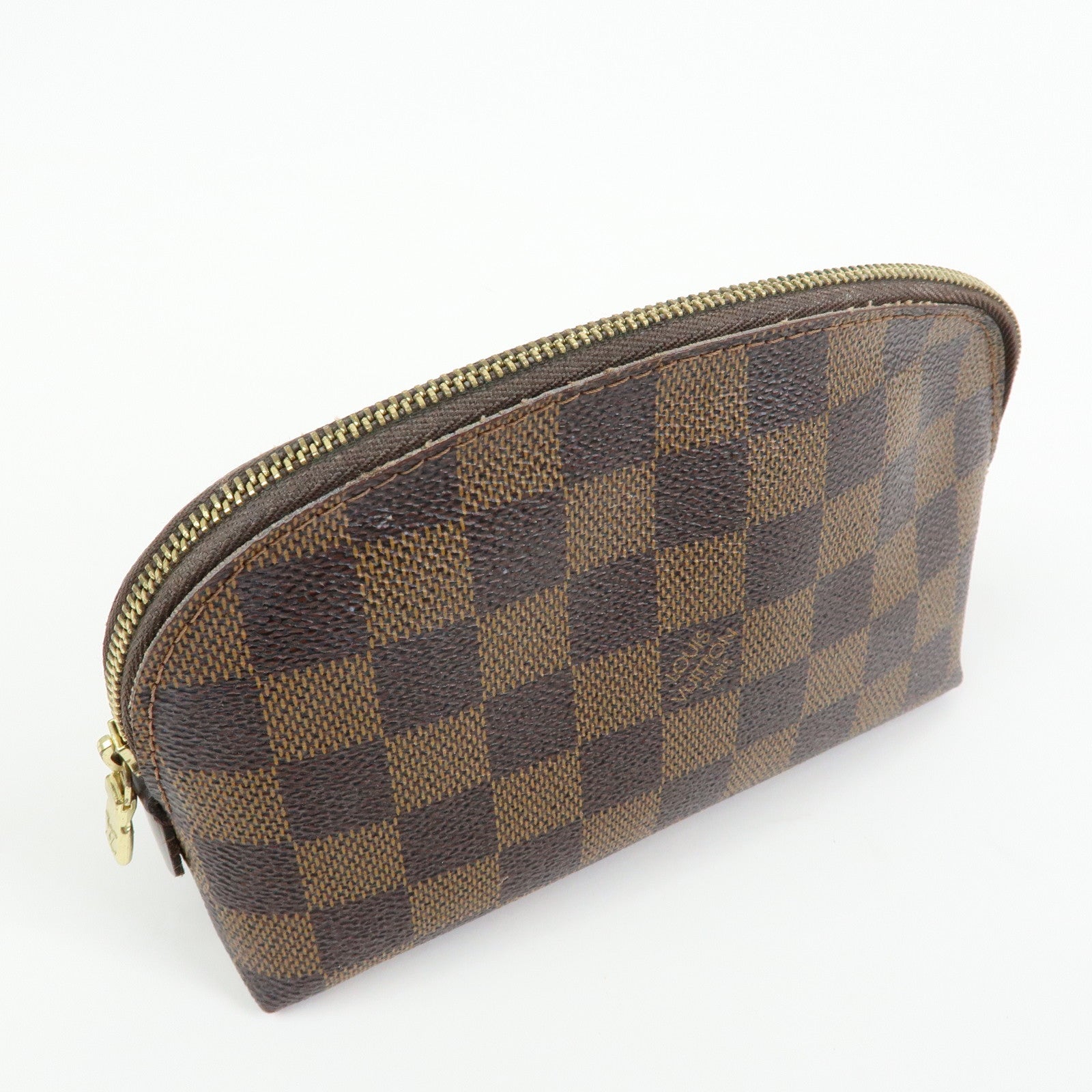 Louis Vuitton Damier Ebene Pochette Cosmetic PM Pouch Brown N47516