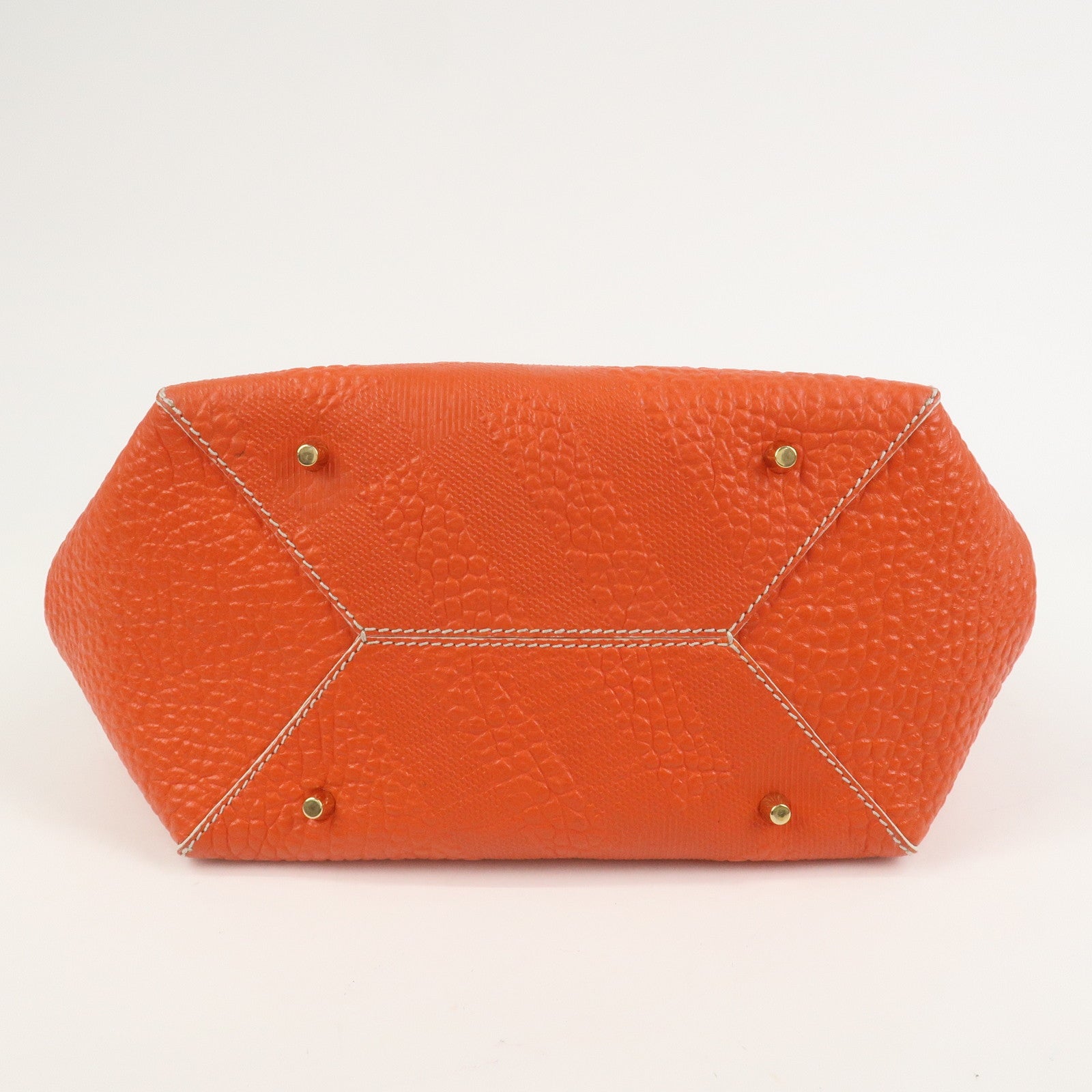 BURBERRY Logo Leather Shoulder Bag Hand Bag Orange