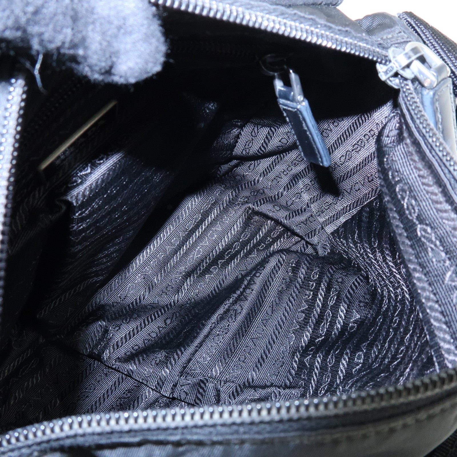 PRADA Triangle Logo Nylon Leather Shoulder Bag Crossbody Bag Black