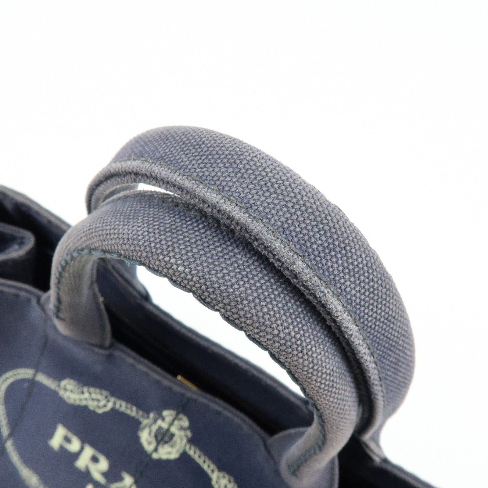 PRADA Canapa Mini Canvas 2Way Bag Hand Bag Navy 1BG439