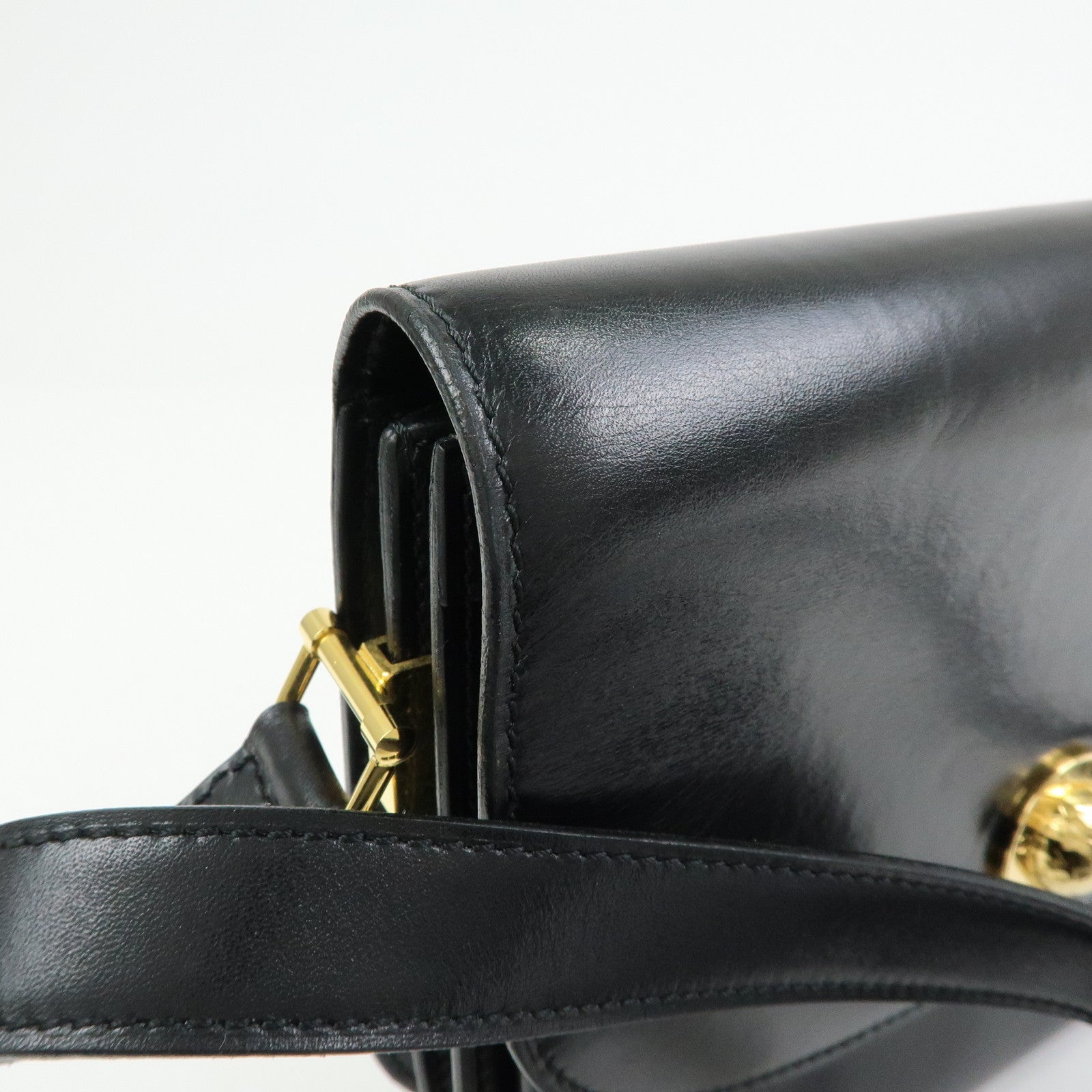 CELINE Leather Shoulder Bag Crossbody Bag Black