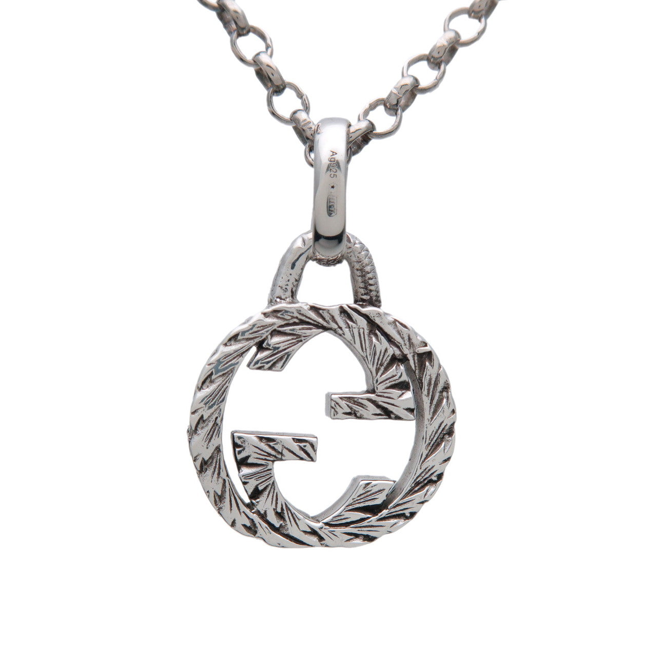 GUCCI Interlocking G Arabesque Chain Necklace SV925 Siver
