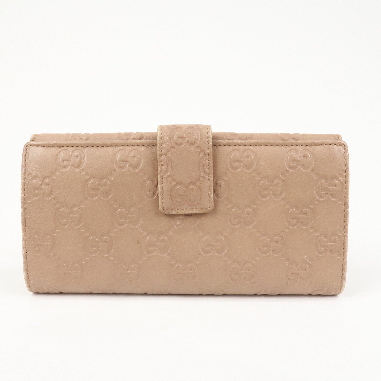 GUCCI Interlocking G Guccissima Leather Long Wallet Pink 212104