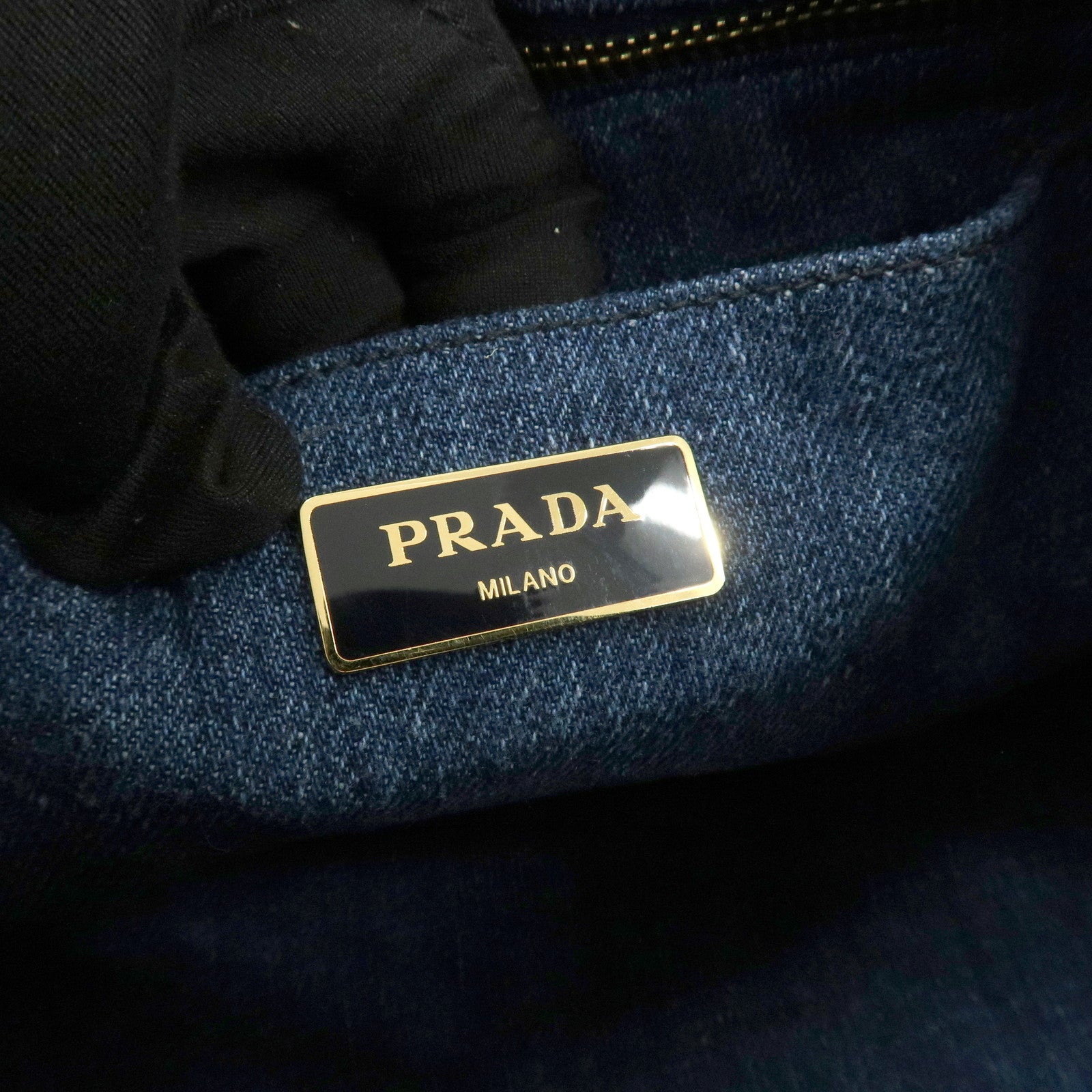 PRADA Canapa Denim 2Way Bag Hand Bag Shoulder Bag Navy B2642B Used