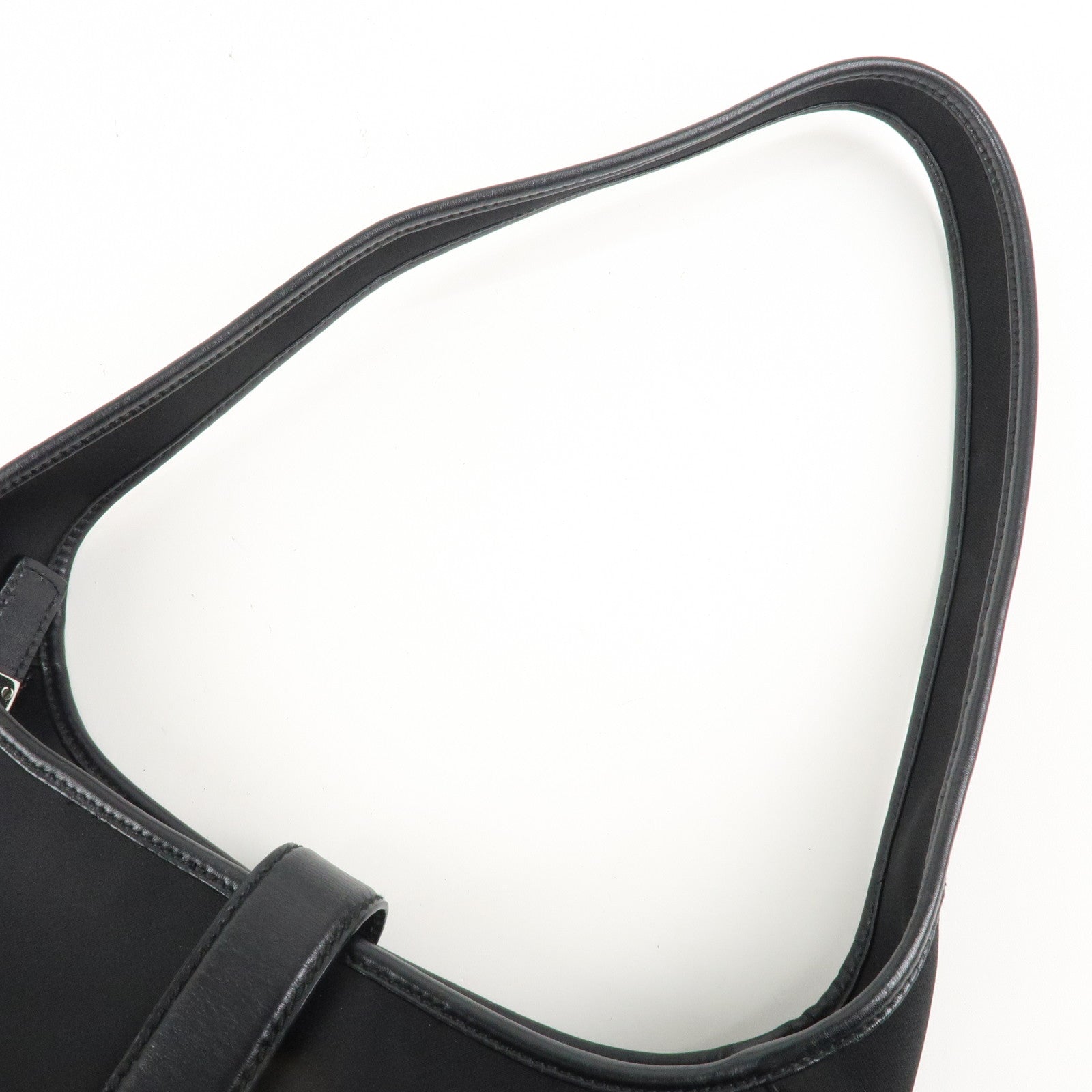 Ferragamo Nylon  Canvas One Shoulder Bag Black Silver Hardware Used