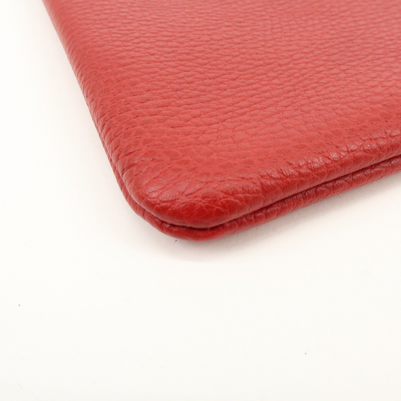 GUCCI Bamboo Leather Clutch Bag Pouch Red 449653