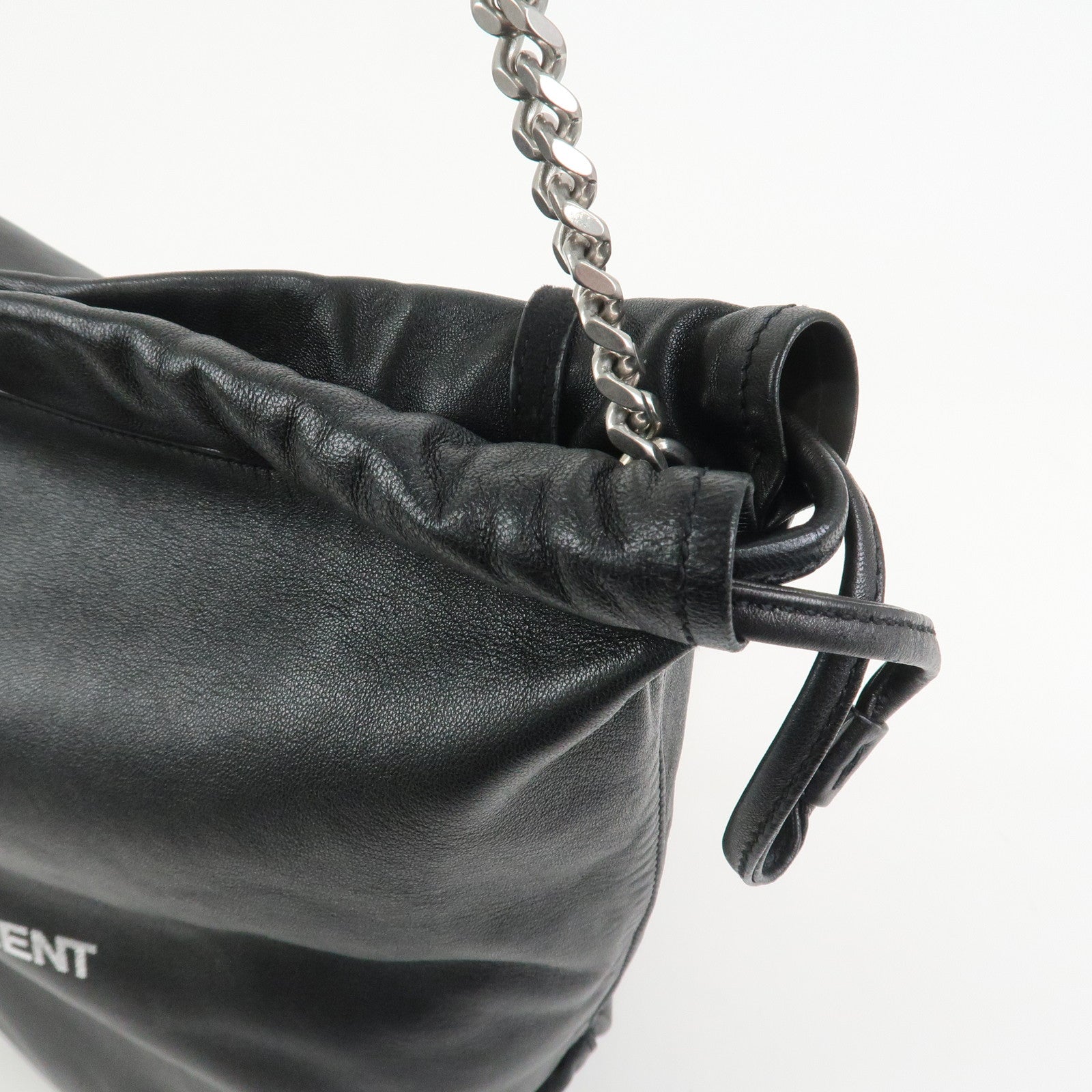 SAINT LAURENT PARIS TEDDY Lamb Skin Shoulder Bag Black 538447