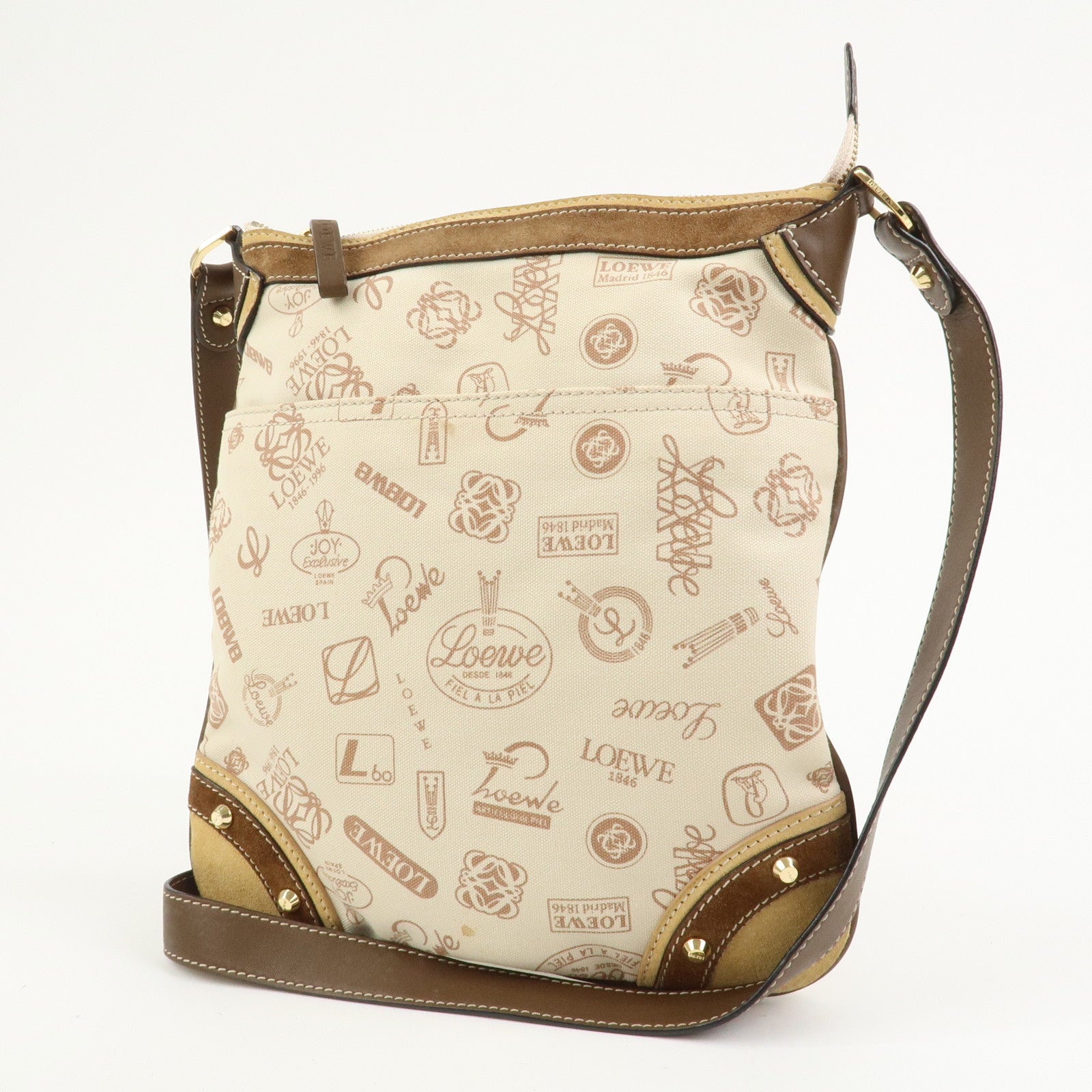 LOEWE Anagram Canvas Suede Leather Shoulder Bag 160th Anniversary