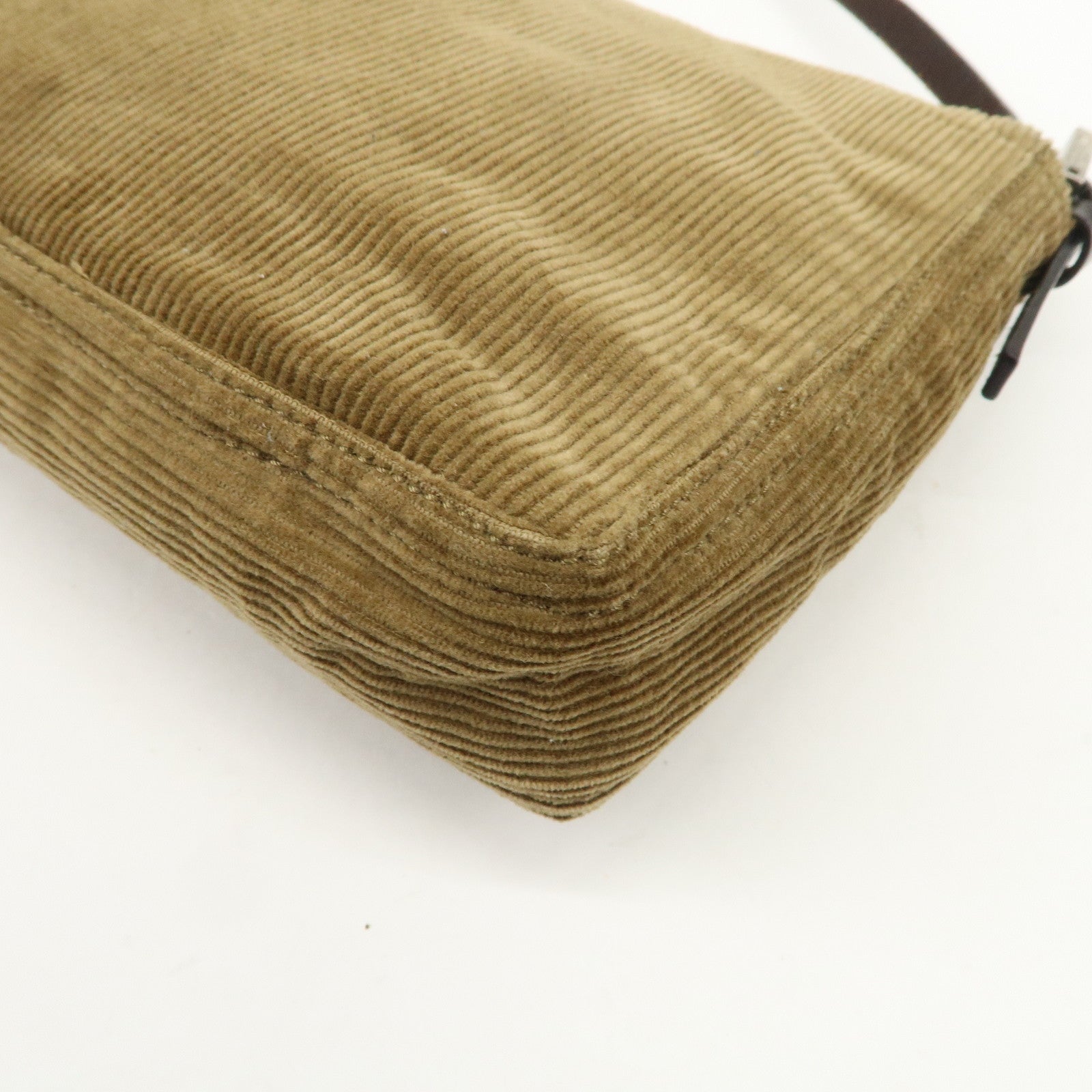 FENDI Logo Corduroy Shoulder Bag Hand Bag Caramel Used