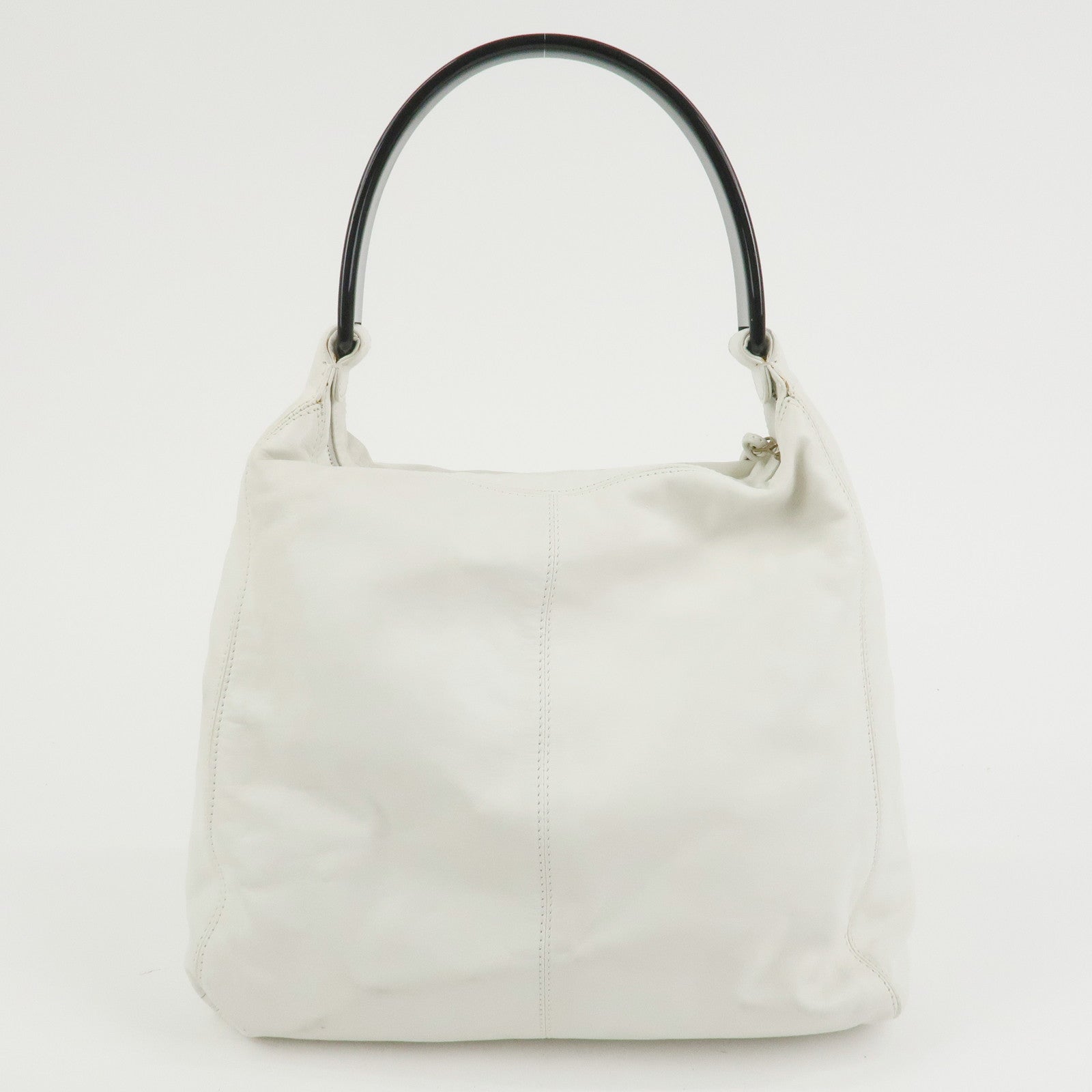 CHANEL Lamb skin Plastic Shoulder Bag Hand Bag White Black