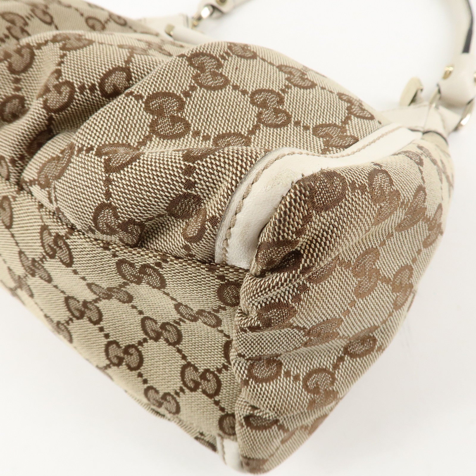 GUCCI Abbey GG Canvas Leather Shoulder Bag Beige 190525 Used