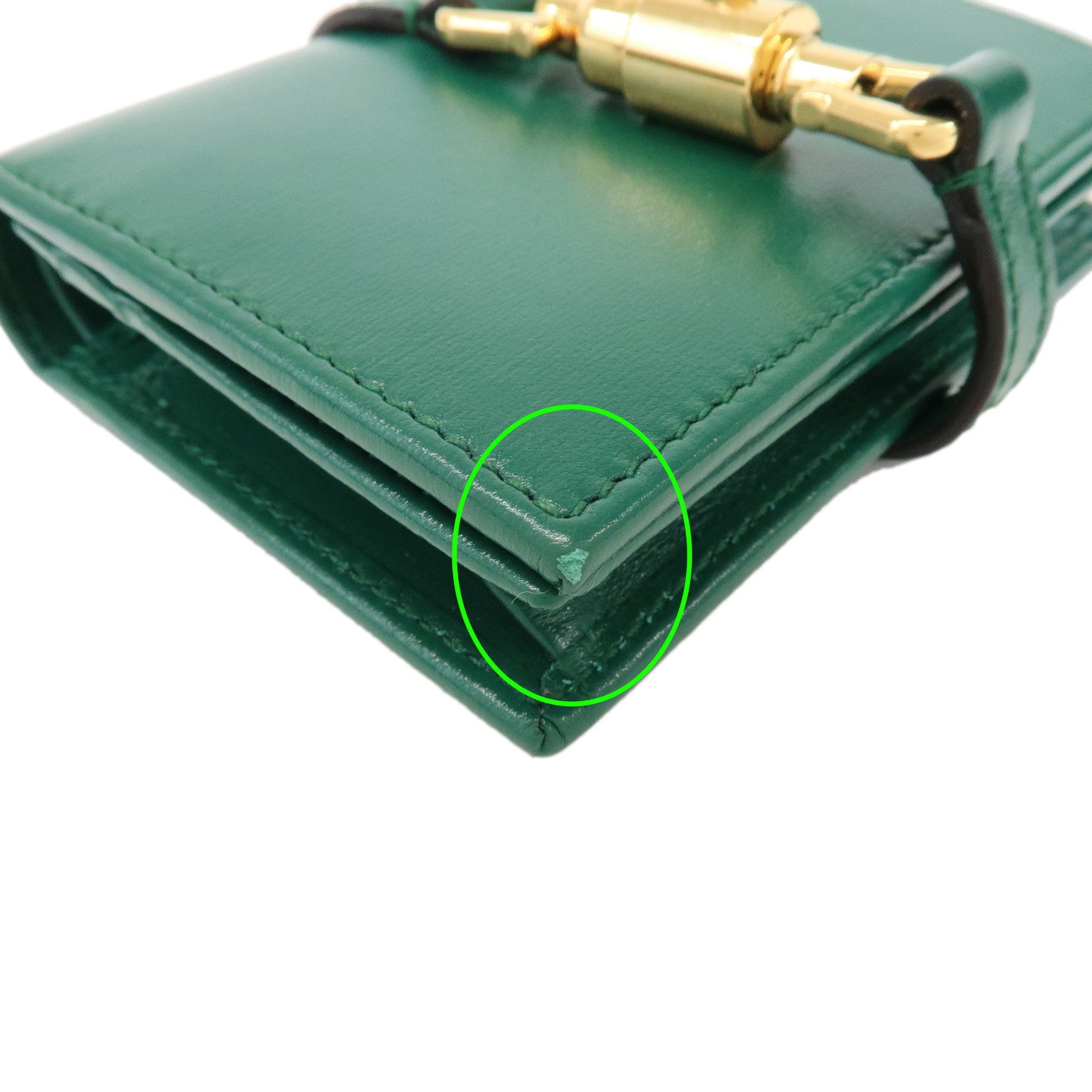 GUCCI Jackie 1961 Leather Bi-Fold Compact Wallet Green 645536