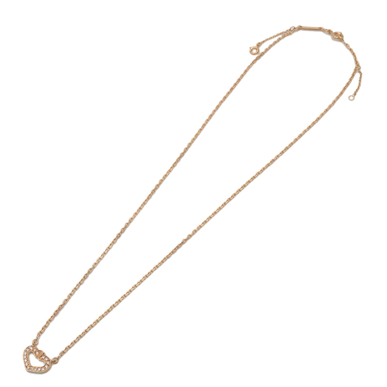 Cartier C Heart Diamond Necklace K18 750YG Yellow Gold