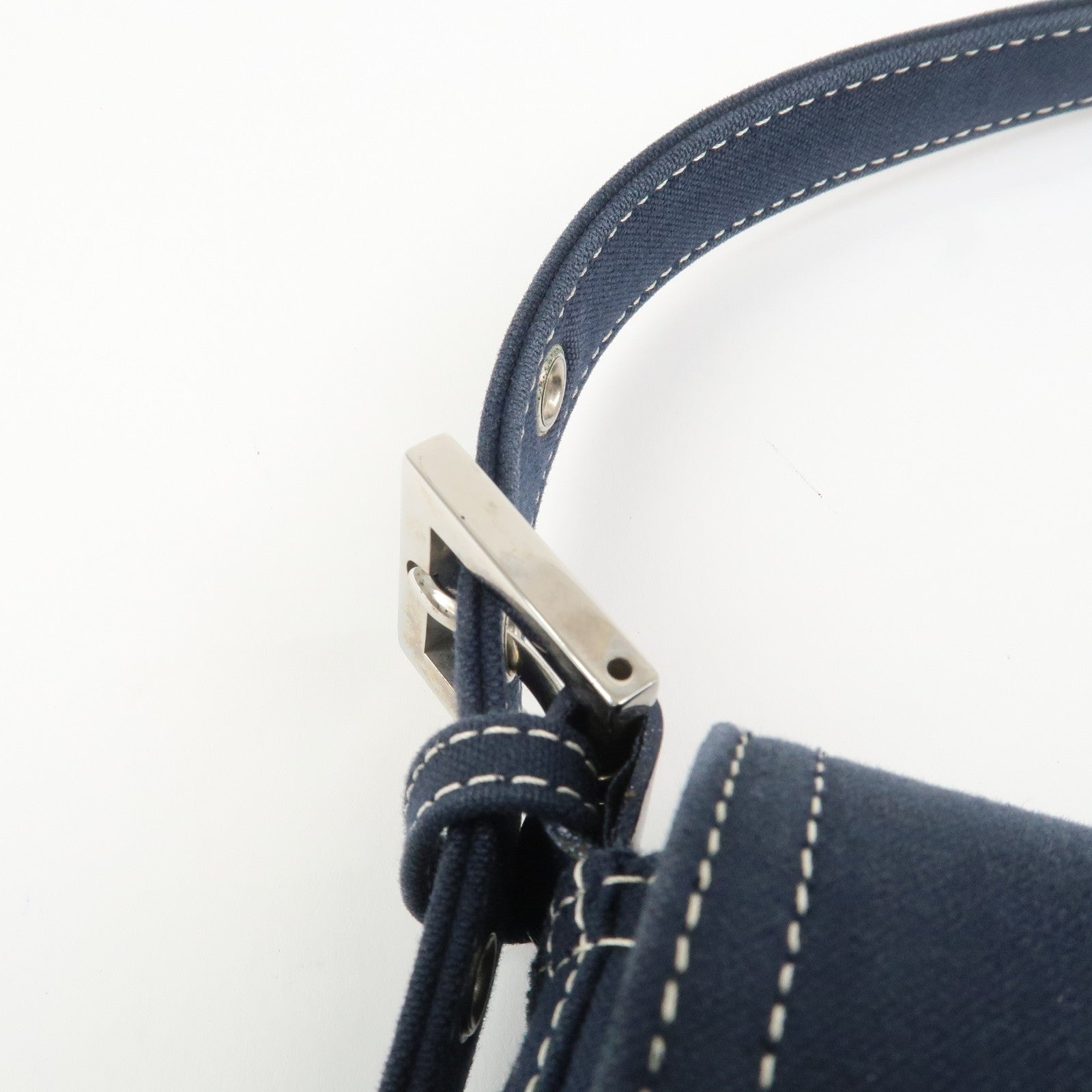 FENDI Mamma Baguette Canvas Shoulder Bag Hand Bag Navy 26325