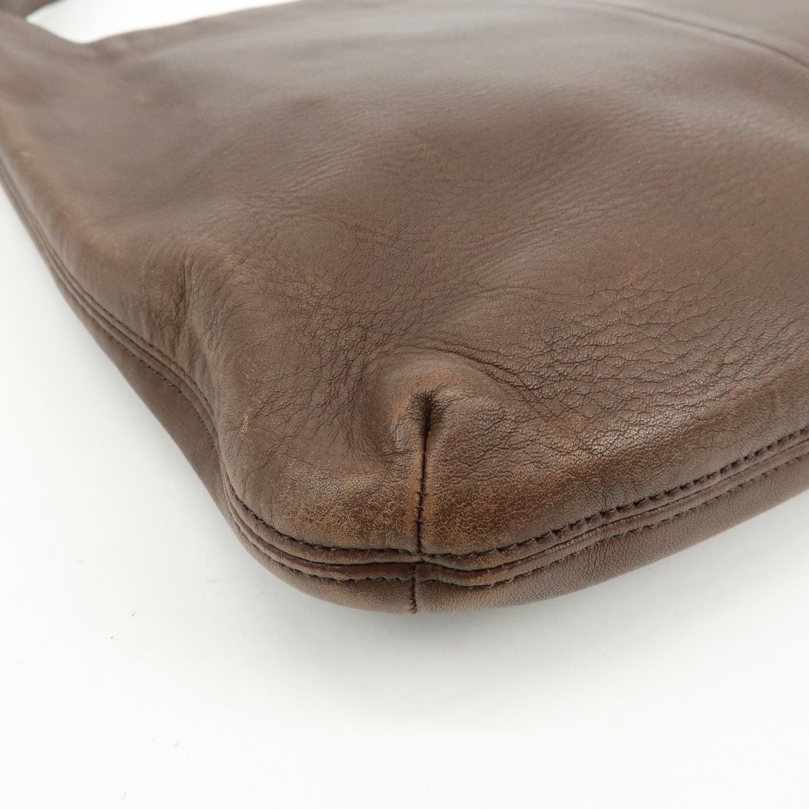 COACH Set of 2 Wool Leather Shoulder Bag Hand Bag Gray Brown